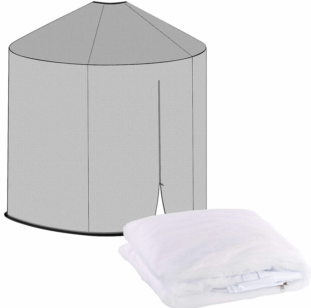 infactory Moskitiera na parasole przeciwsłoneczne 330 x 250 cm siatka 220 biała