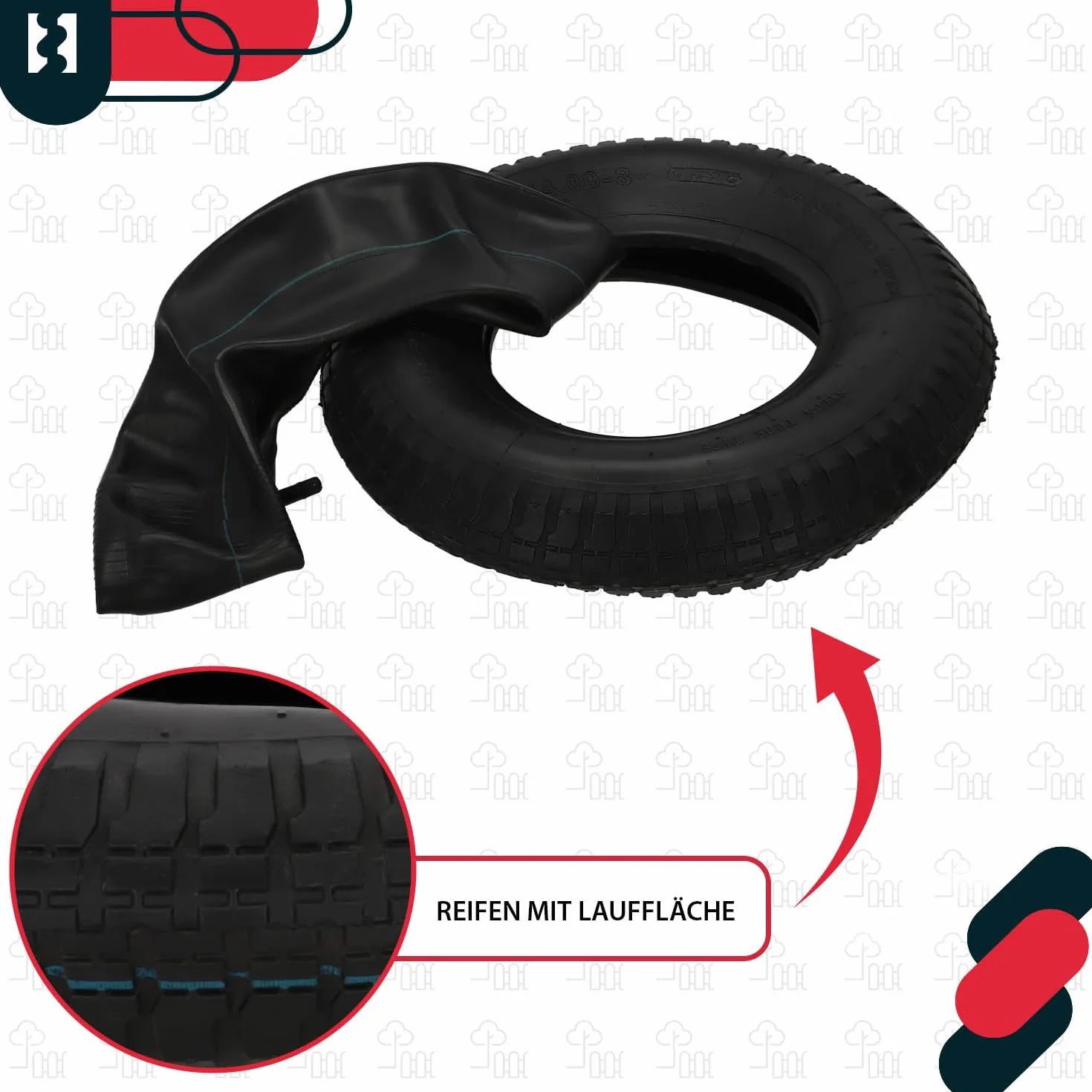 KOTARBAU® Opona z Dętką do Koła Taczki - Wózków - ⌀ 40 cm - Opona 6PR – Dętka Zamienna do Taczek – ⌀ 35 cm