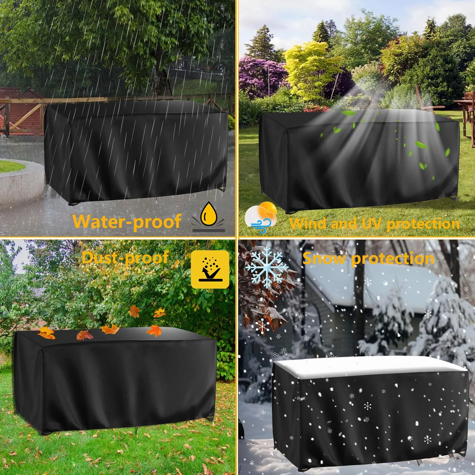 Prostokątny pokrowiec na meble ogrodowe, 70 x 70 x 65 cm / szer. x gł. x wys. 420D Oxford pokrowce na stoły ogrodowe na zewnątrz, wodoodporny pokrowiec na stół anty-UV, na stoły podwórkowe