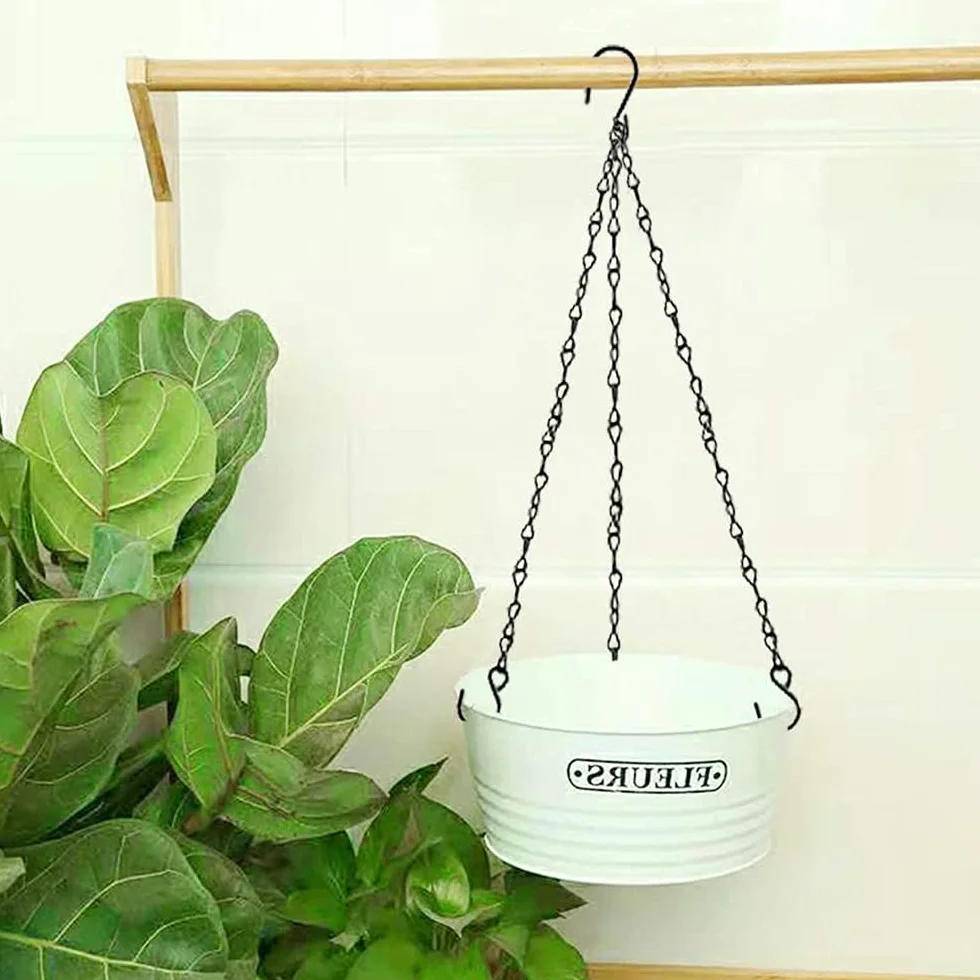 6 sztuk łańcuch do wieszania roślin, 40 cm / 15,7 cala łańcuch do doniczek, zapasowy metalowy łańcuszek, żelazo, trwały z haczykiem S, do zawieszania roślin, karmników dla ptaków, doniczek, klatek dla ptaków i ozdób (czarny)