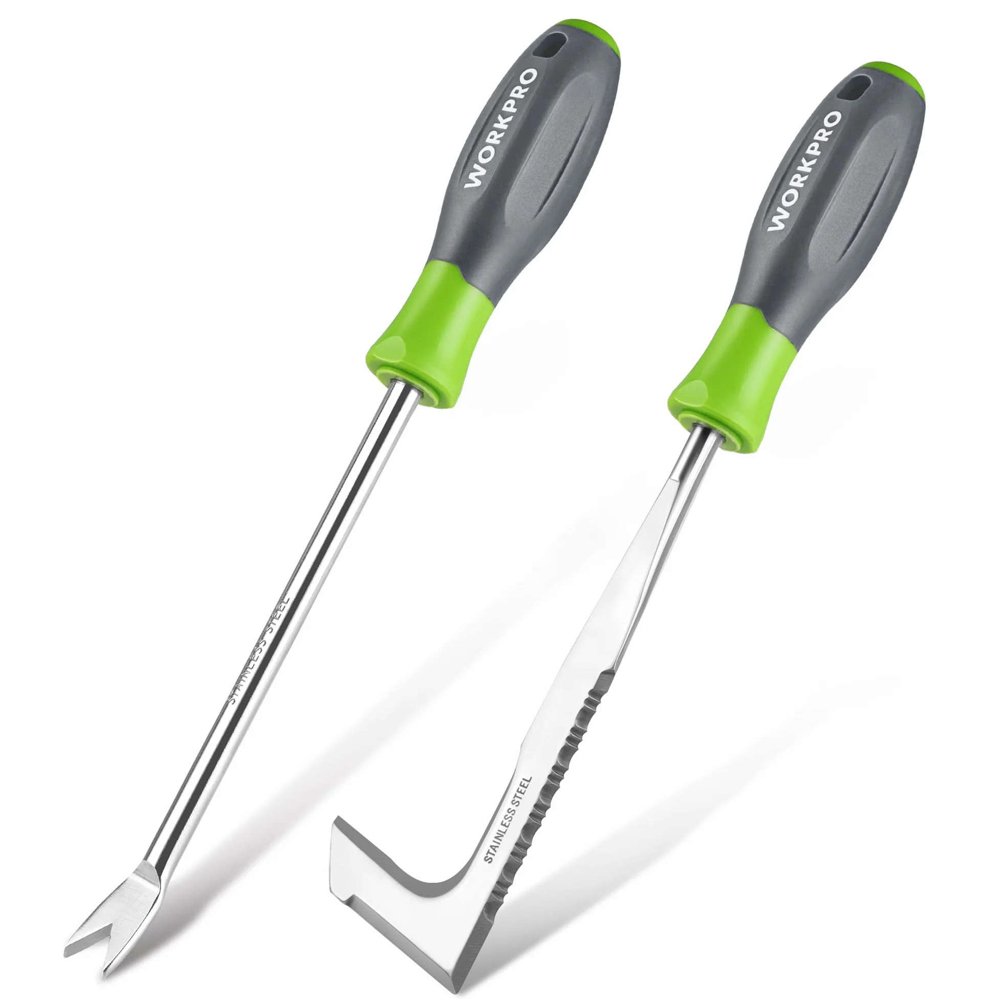 WORKPRO Narzędzie do usuwania chwastów, 2 sztuki, z plastikowym uchwytem, narzędzia ogrodowe do ogrodnictwa z ząbkowaną krawędzią, ściągacz chwastów do usuwania mchu i chwastów, narzędzia do pielenia