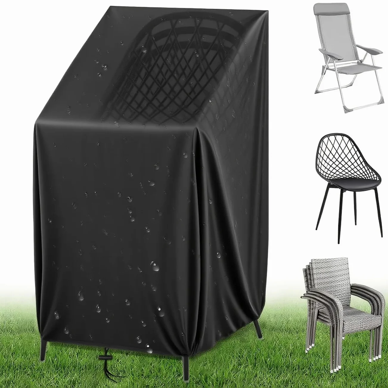 Pokrowiec na krzesła ogrodowe, 114 x 85 x 65 cm Wodoodporny pokrowiec na meble ogrodowe, pokrowiec na meble ogrodowe Oxford 210D, ochrona przed kurzem i promieniowaniem UV, nadaje się do krzeseł na