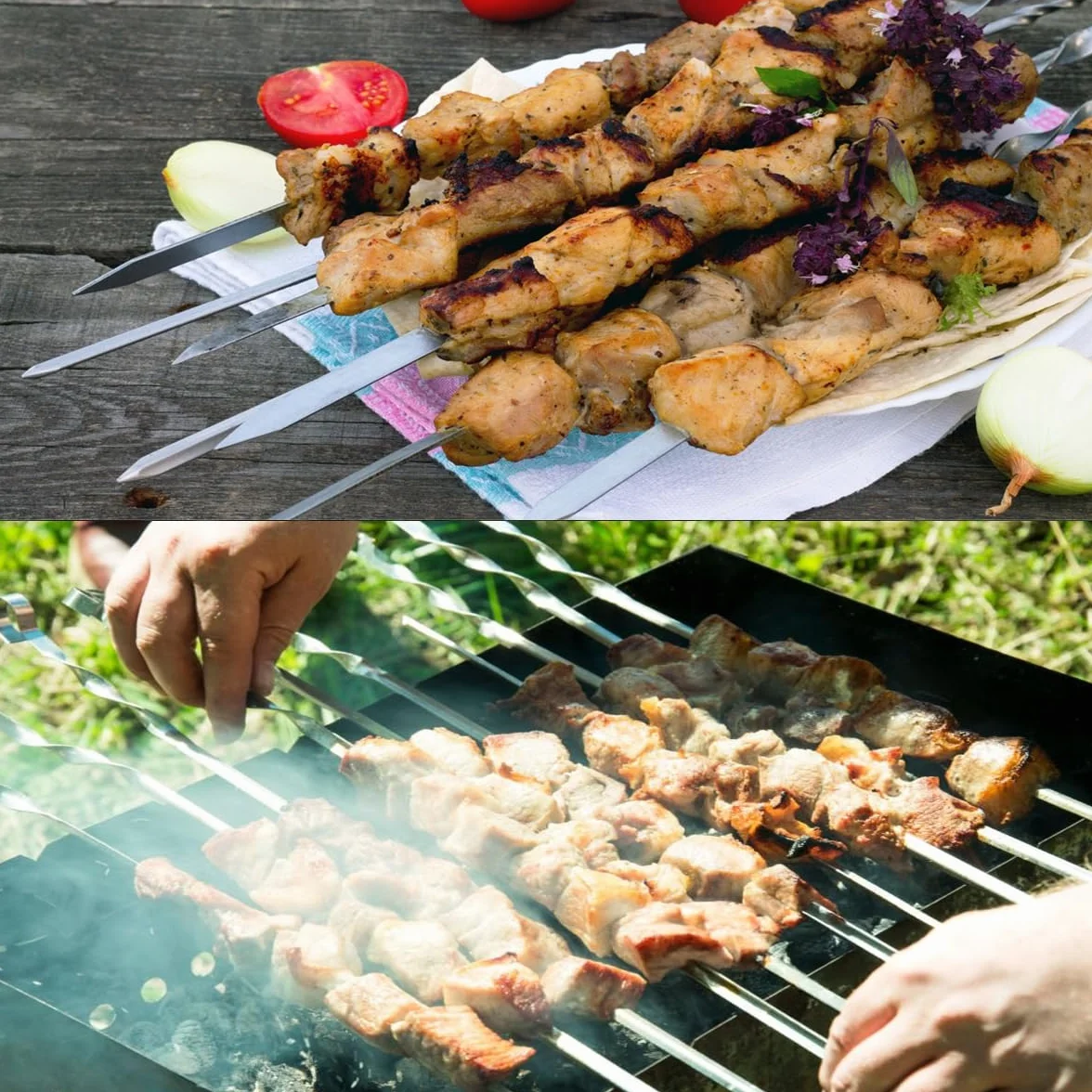 Płaskie szaszłyki do grilla 30 cm wielokrotnego użytku Kabob BBQ