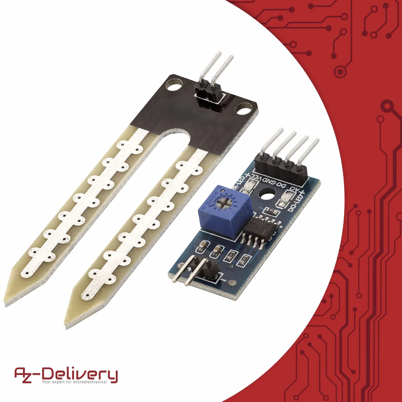 AZDelivery 5 x Czujnik wilgotności gleby Higrometr wilgotności gleby Moduły kompatybilny z Arduino w tym e-Book!