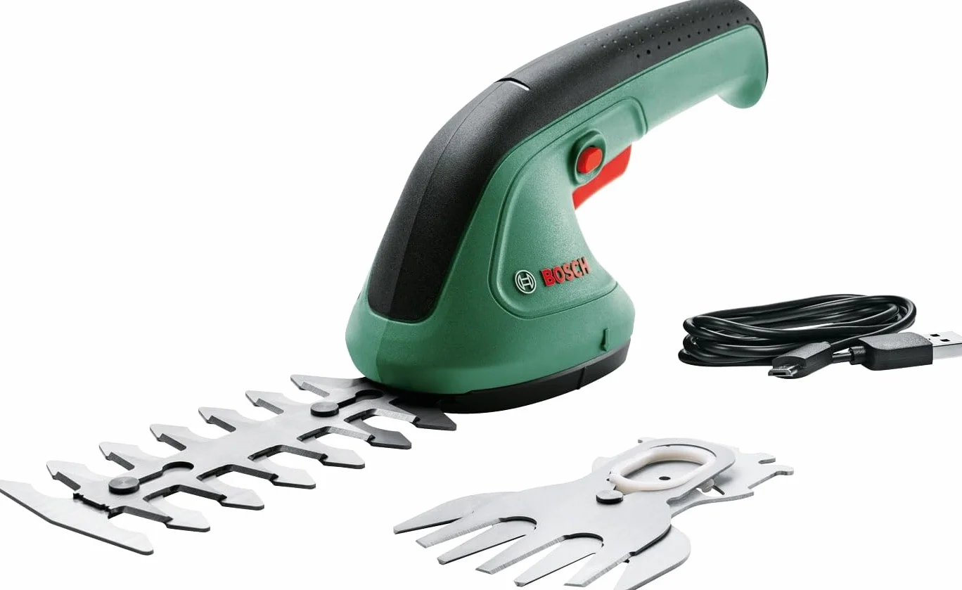 Bosch Home and Garden Accessories EasyShear, Nożyce ogrodowe, (wbudowany akumulator 3,6 V, czas pracy akumulatora: 40 min, długość ostrza: 12 cm (do krzewów) / 8 cm (do trawy), Zielone