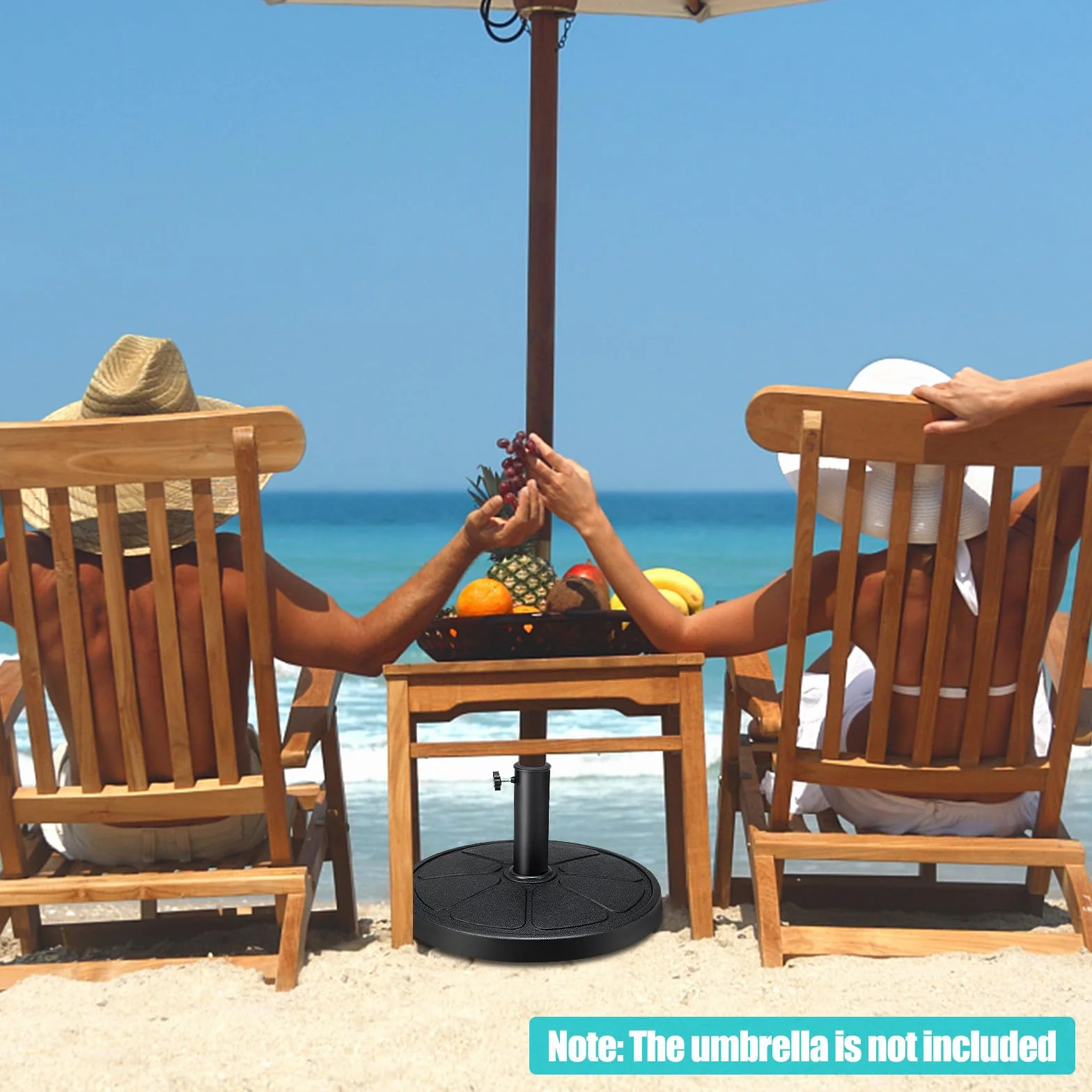 KOMFOTTEU Podstawa parasola z żywicy Φ38/48 mm, uchwyt na parasol ogrodowy na zewnątrz 14/19 kg, stojak na parasol przeciwsłoneczny do ogrodu, na taras, balkon (Φ45 x 35 cm, 14 kg)