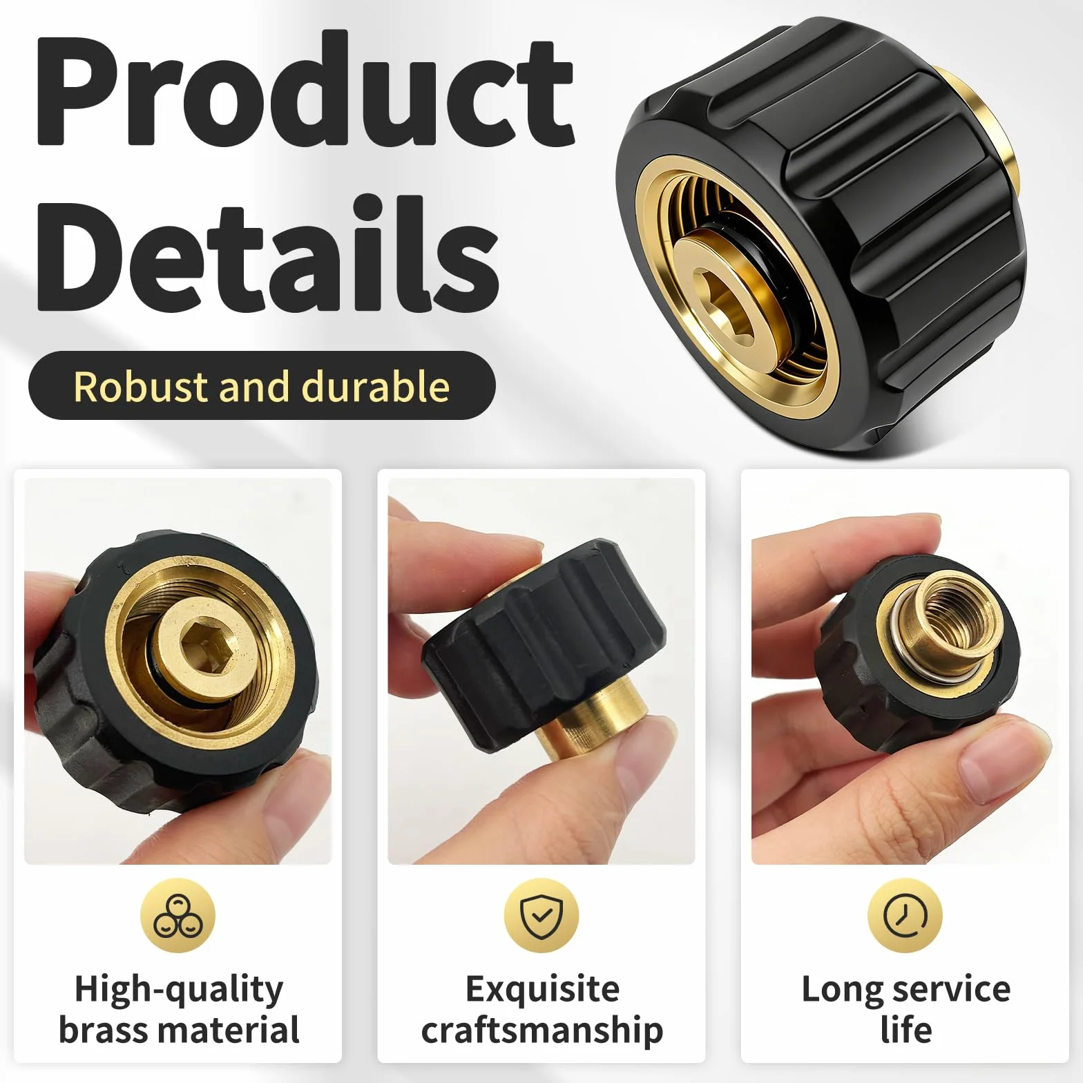 Adapter do myjki wysokociśnieniowej dla Kärcher M22x1,5 na 1/4" - Adapter gwintowany wewnętrzny M22x1,5 na 1/4" do podłączania myjki wysokociśnieniowej, Odpowiedny dla Kärcher, Kränzle, Nilfisk