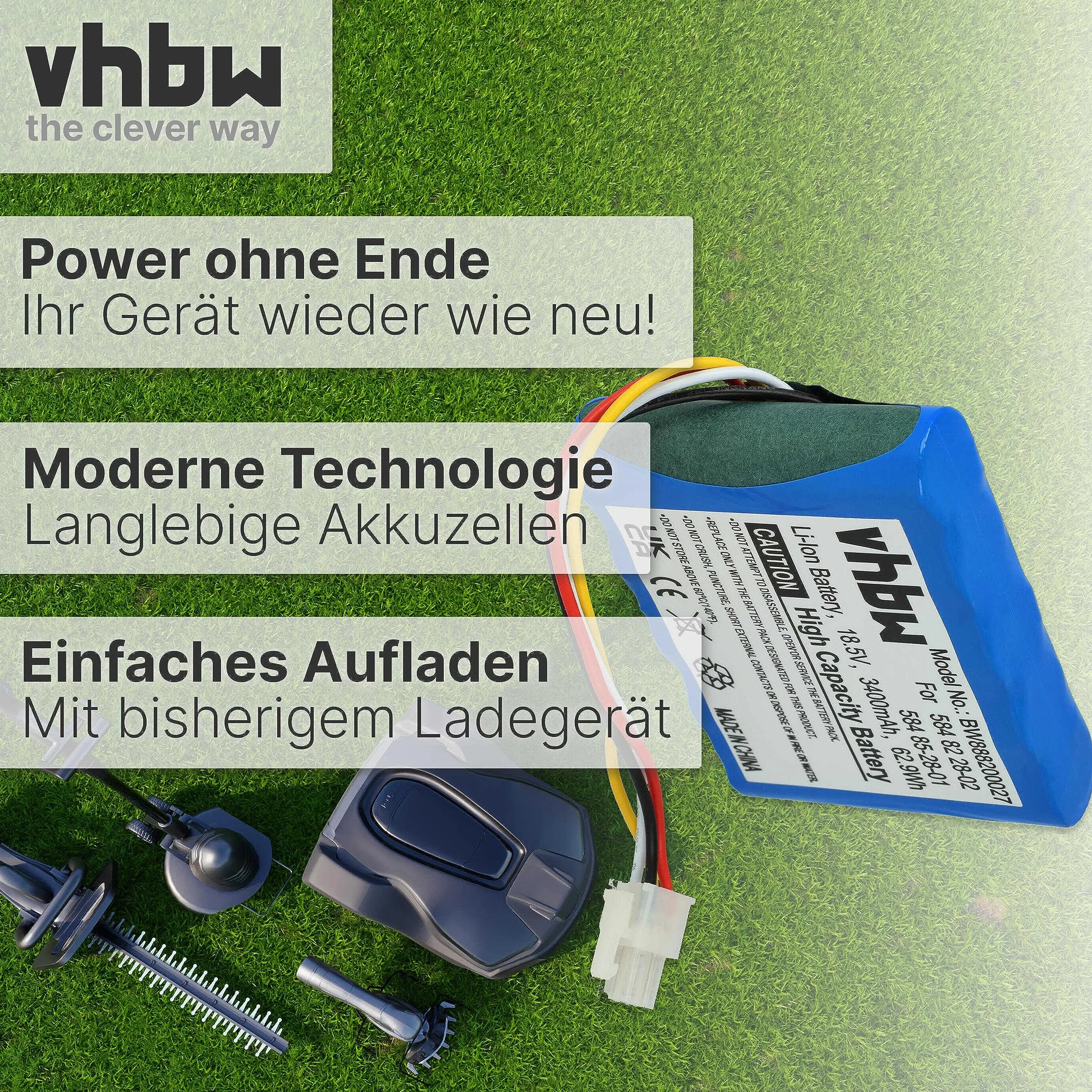 vhbw Li-ION Bateria 3400mAh 18,5V do kosiarki Husqvarna Automower 310 2015-2017