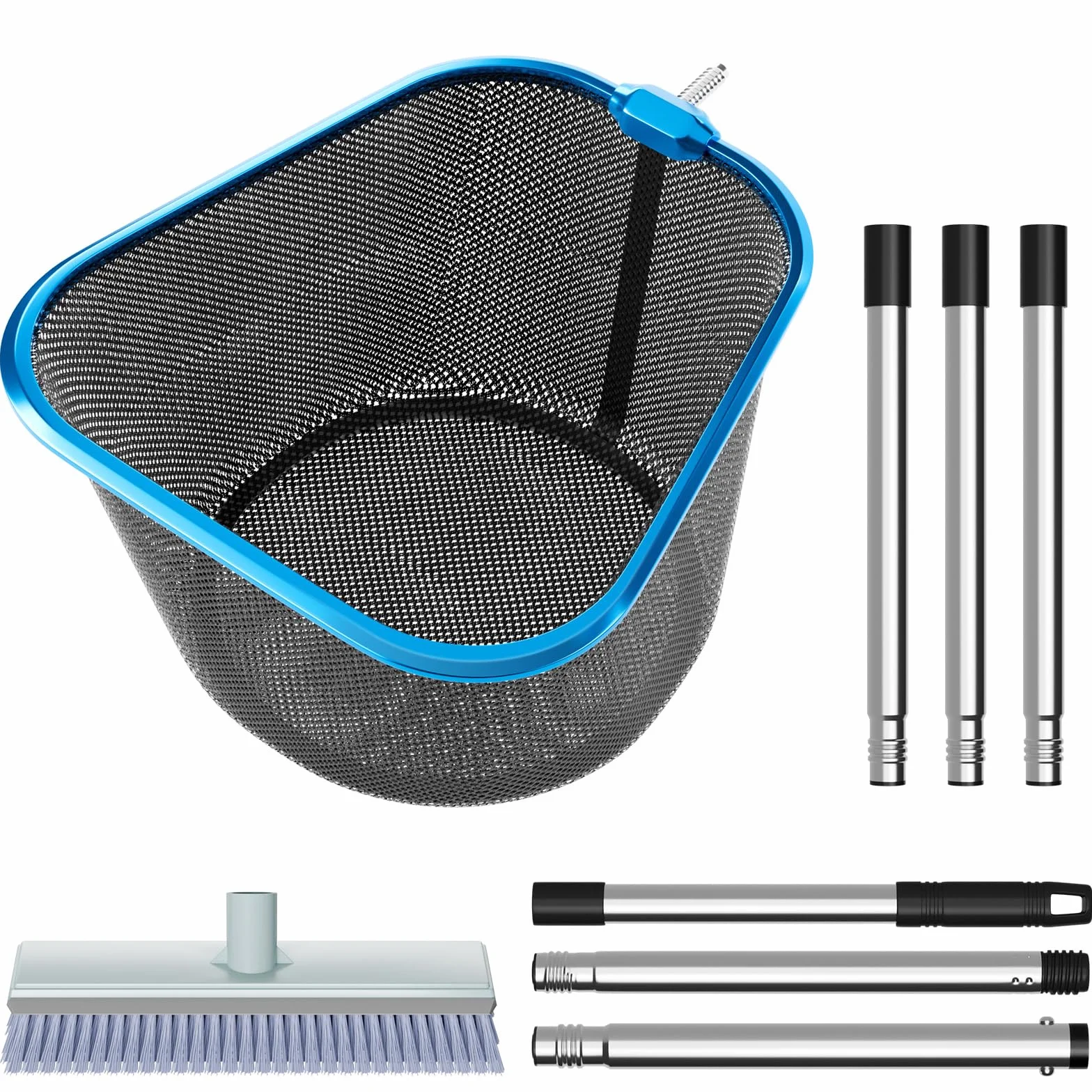 CLOPAE Podbierak do basenu 196 cm siatka głęboka 25 cm pręt 1,5 m