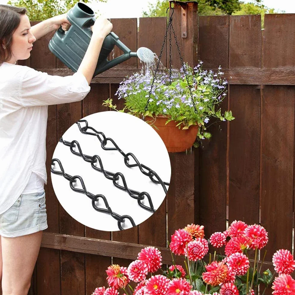 6 sztuk łańcuch do wieszania roślin, 40 cm / 15,7 cala łańcuch do doniczek, zapasowy metalowy łańcuszek, żelazo, trwały z haczykiem S, do zawieszania roślin, karmników dla ptaków, doniczek, klatek dla ptaków i ozdób (czarny)