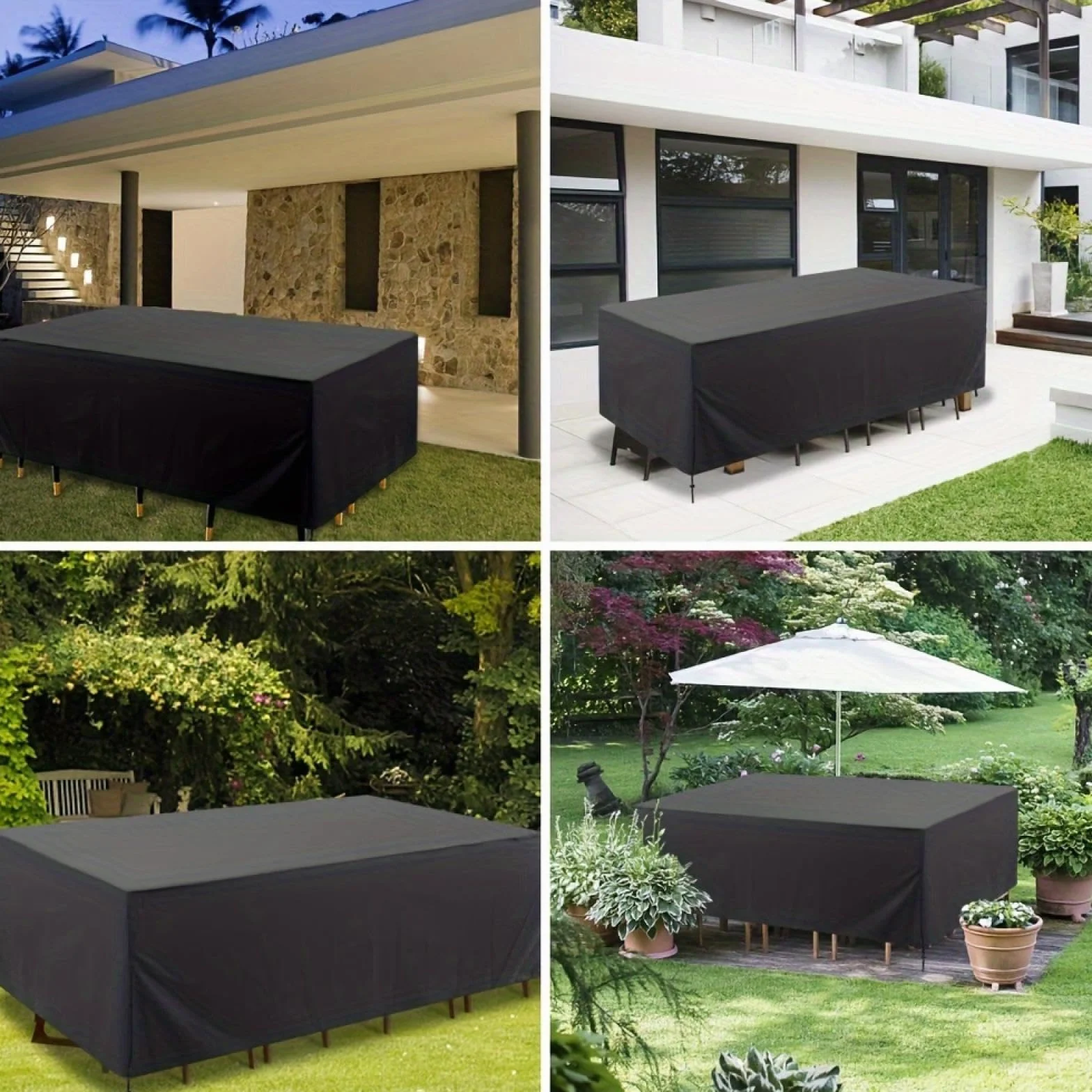 Wodoodporny pokrowiec na meble ogrodowe 250 x 200 x 100 cm wytrzymała tkanina ripstop ochrona przed promieniowaniem UV odporny na wiatr odporny na zimno bezpieczne paski blokujące ochrona stołu i