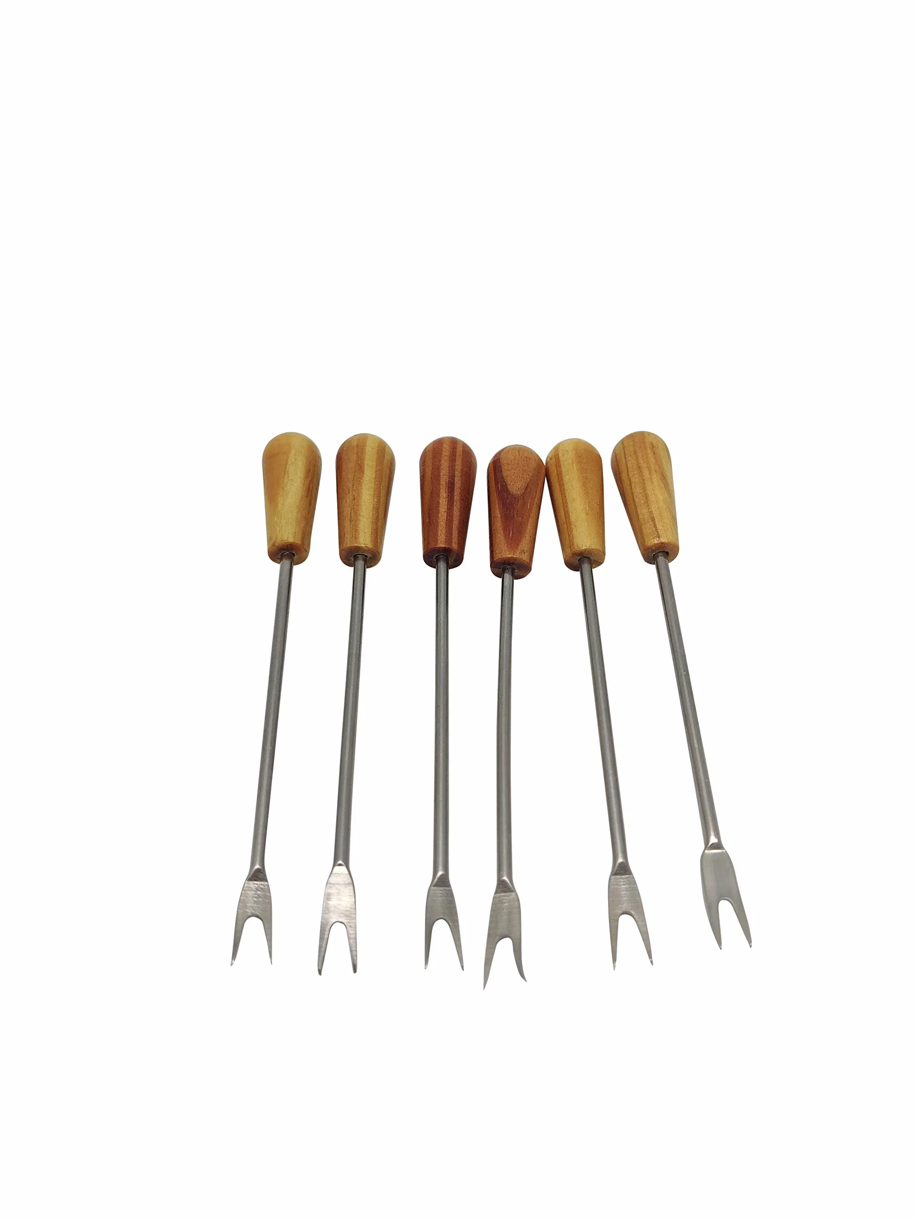 DOJA Barcelona | Szaszłyki do ślimaków lub owoców morza| PACK 6 | Metalowe pałeczki wielokrotnego użytku z drewnianą podstawą | Mini widelce, naczynia do aperitifów, koktajli, dekoracji i innych zastosowań