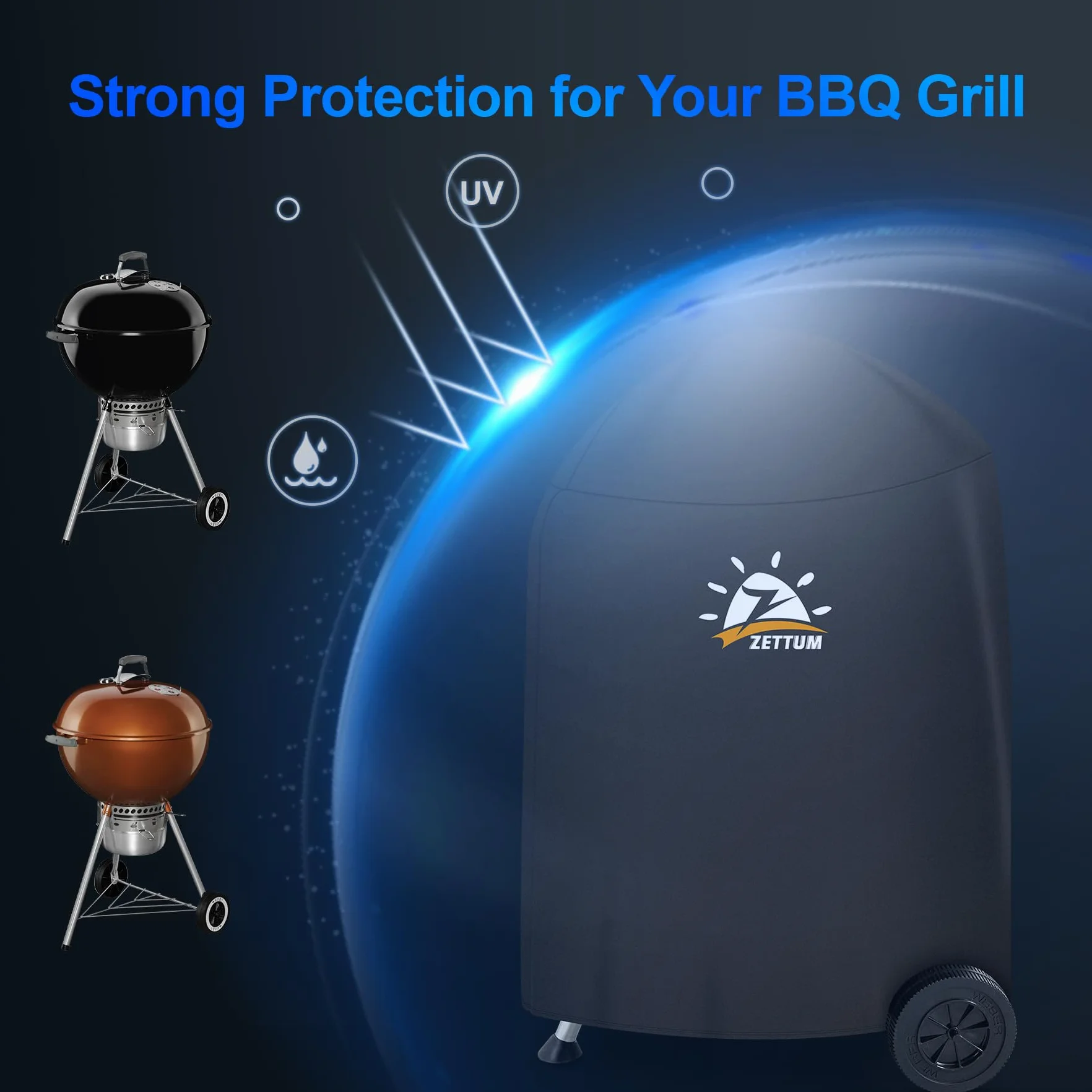 Zettum Pokrowiec na czajnik do grill Weber 57 cm - wytrzymałe i wodoodporne pokrowce PU dla oryginalnego grillu (Φ63 x 88 cm)