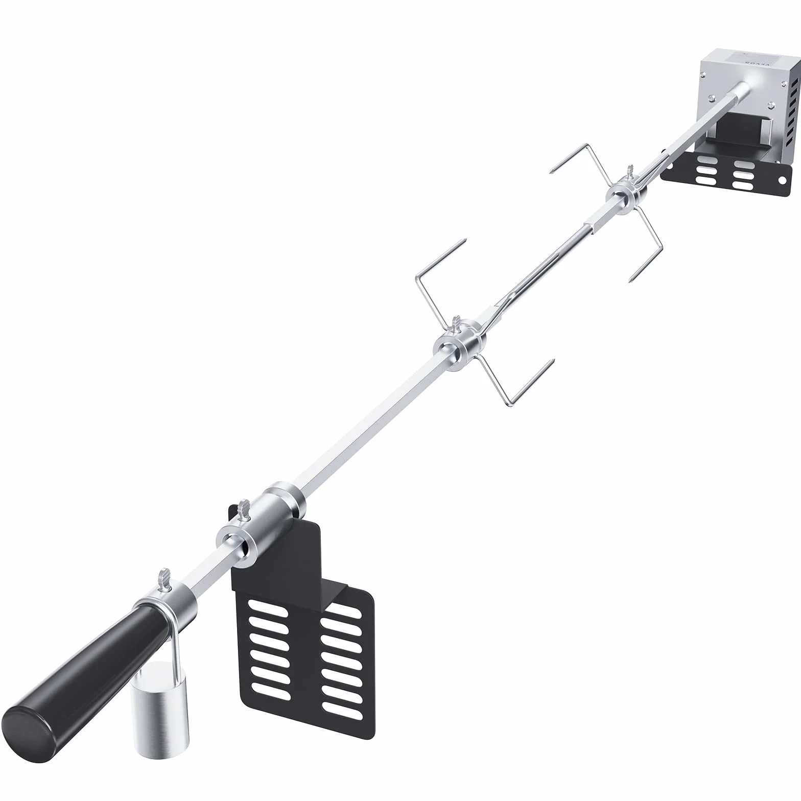 VEVOR Rożen do grilla z rożnem 9 W, długość szaszłyka 100,6 cm ze stali nierdzewnej maksymalne obciążenie 12 kg, zestaw do rożna do rożna 4 obr./min Widelec szerokość 18 cm, szpikulec na imprezę