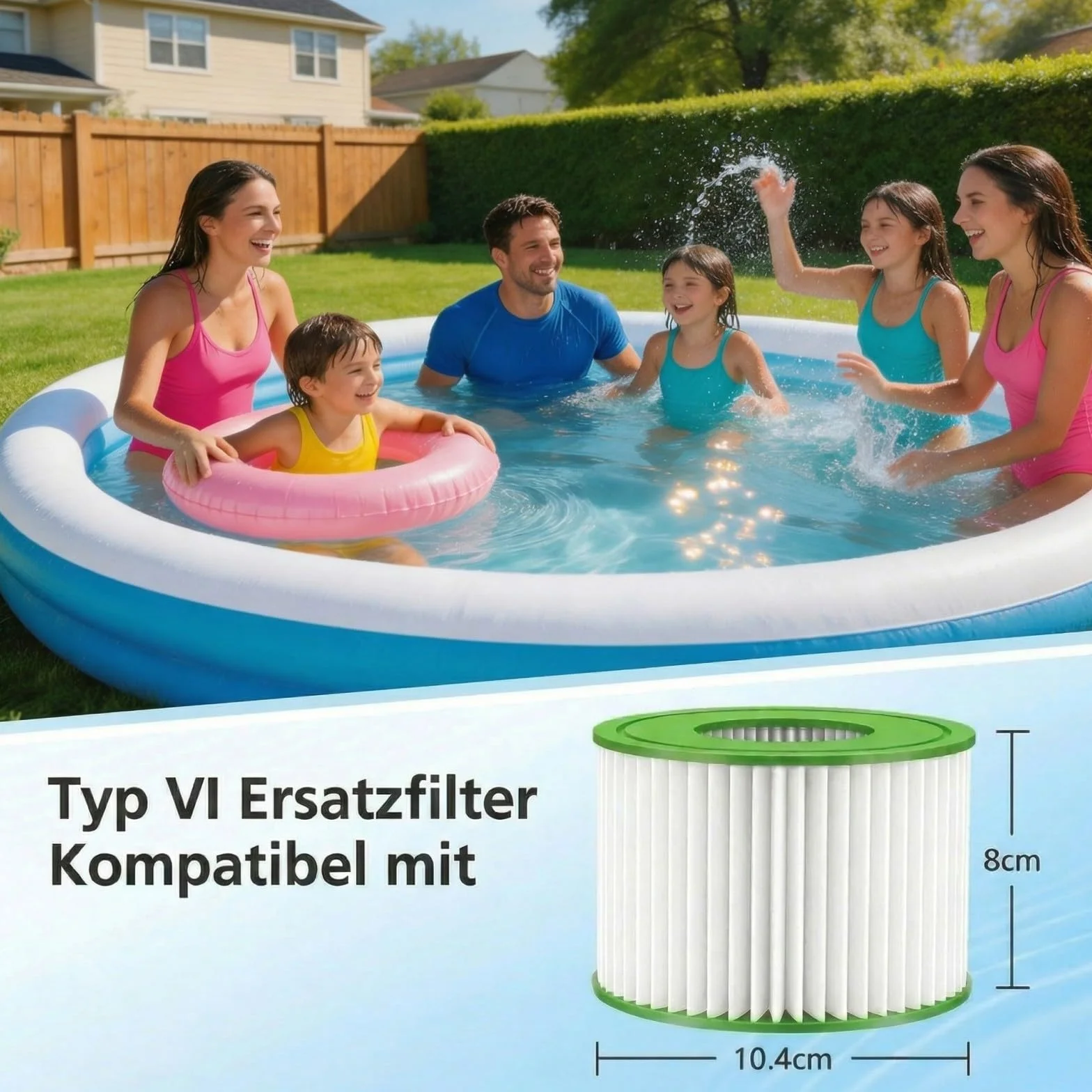 Filtr 8 szt. filtrów do spa jasnozielony filtr do spa 80 x 104 mm zastępuje popularne wkłady filtrujące, wkłady filtrujące zanieczyszczenia i osady