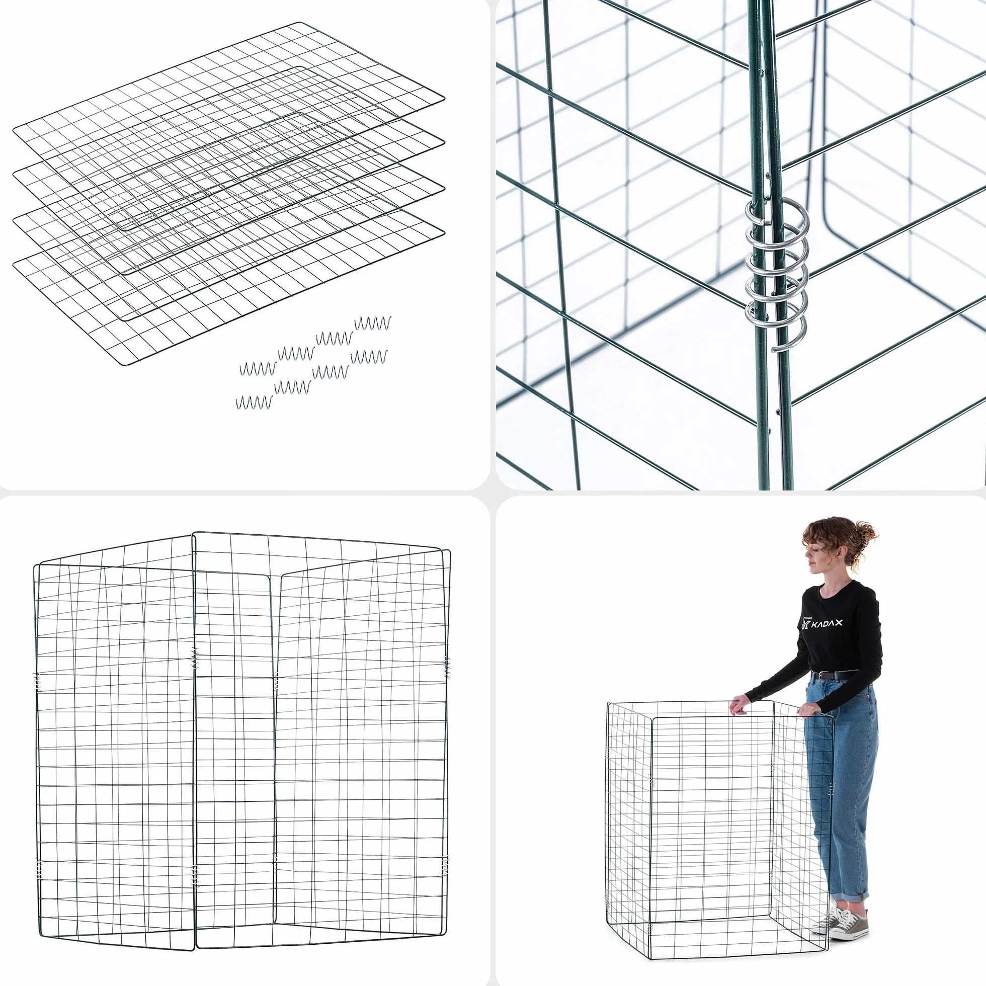 KADAX Kompostownik z siatki metalowej 70x90cm Dobra wentylacja i stabilność, odporny na warunki pogodowe, szybkie kompostowanie liści oraz skoszonej trawy