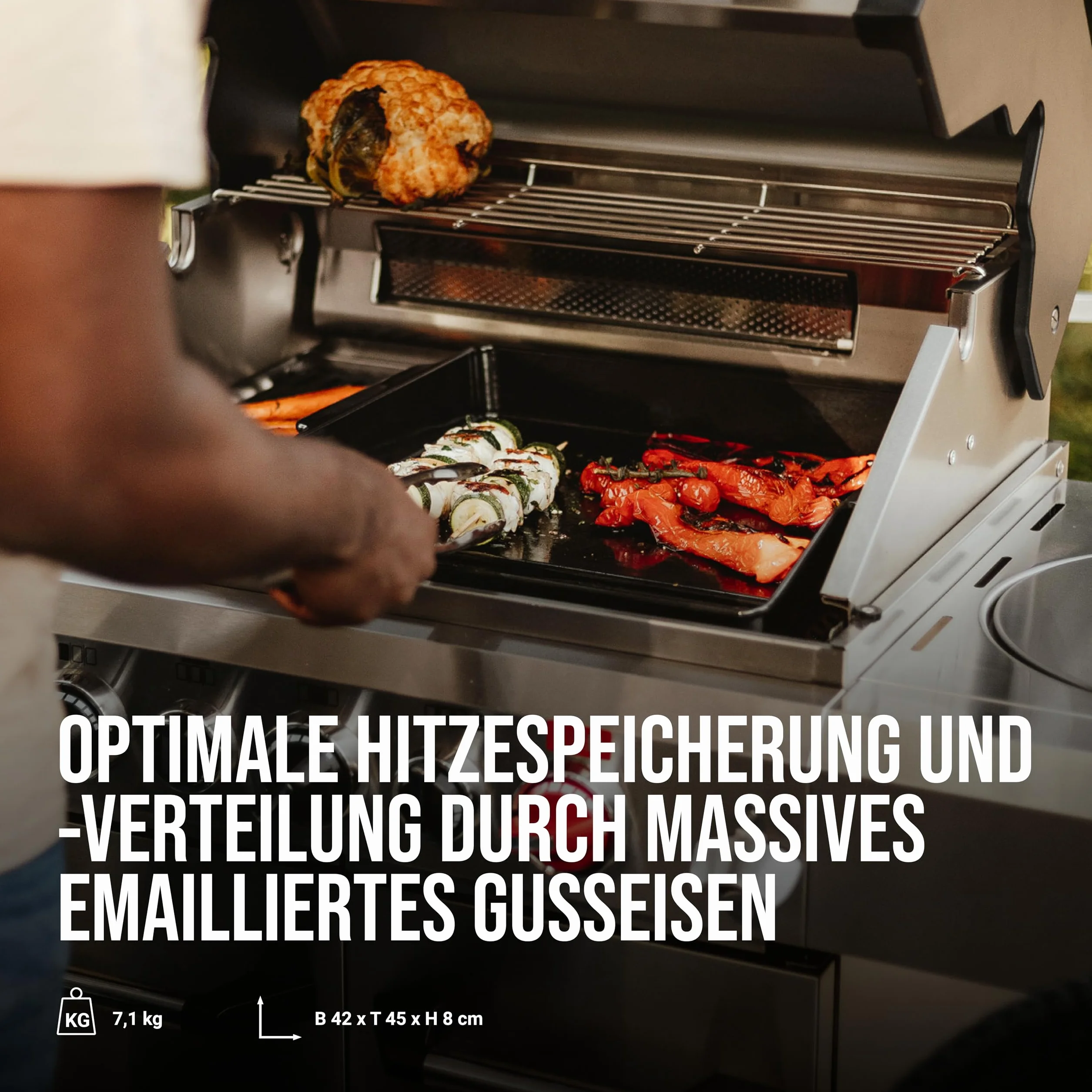 Enders Plancha płyta grillowa z emaliowanego żeliwa, regulowane nóżki, uchwyty boczne