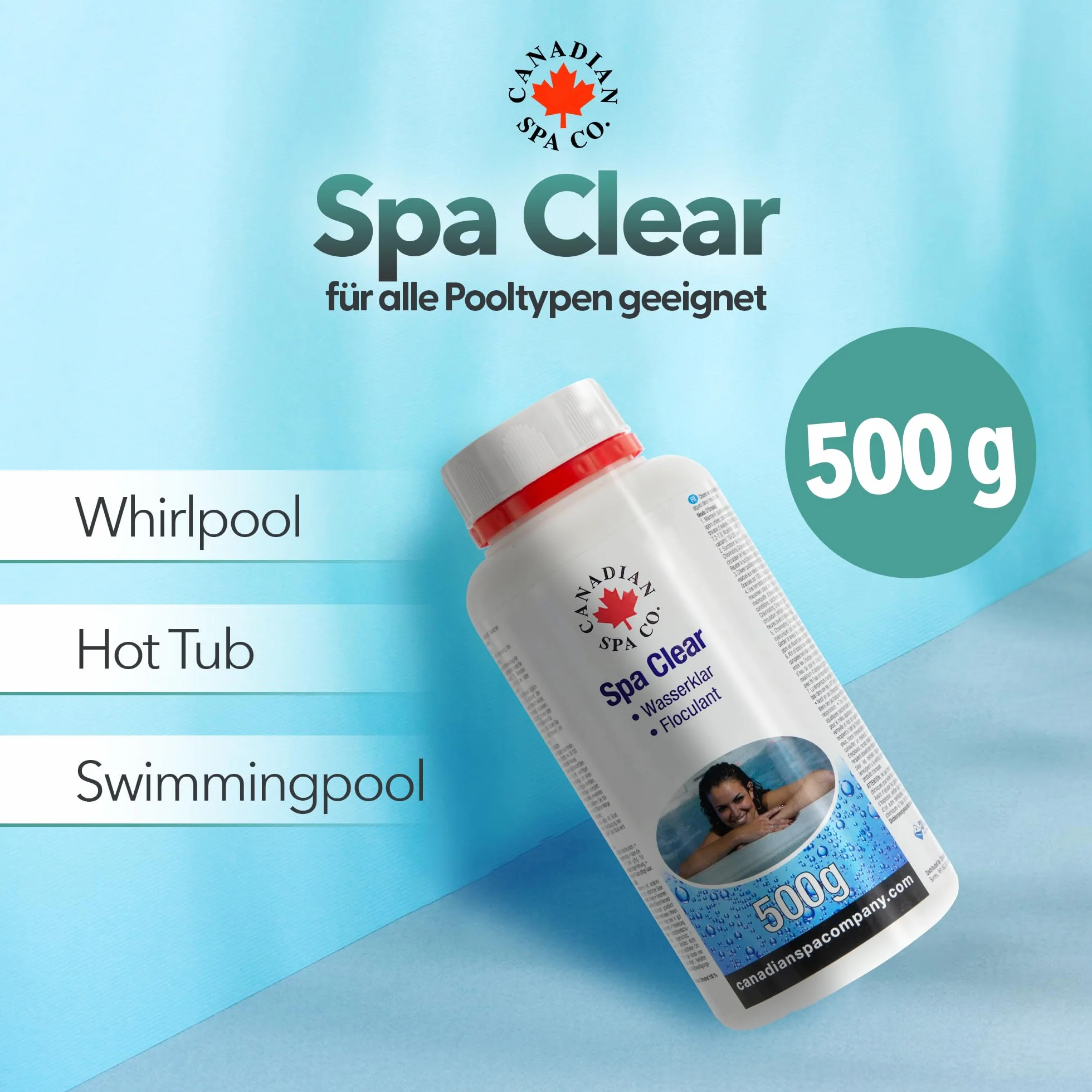 CANADIAN SPA CO. Hot Tub Clear 500 ml, środek klarujący do basenów zapewniający krystalicznie czystą wodę, zapobiega zmętnieniu, do wszystkich typów filtrów
