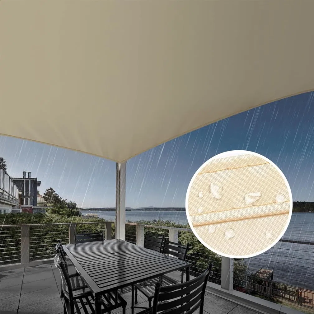 Wodoodporny baldachim przeciwsłoneczny, czarny, na patio, do ogrodu, podwórka, ochrona przed promieniowaniem UV, duży, 4 m x 5 m, idealny do rekreacji, relaksu i wydarzeń na świeżym powietrzu