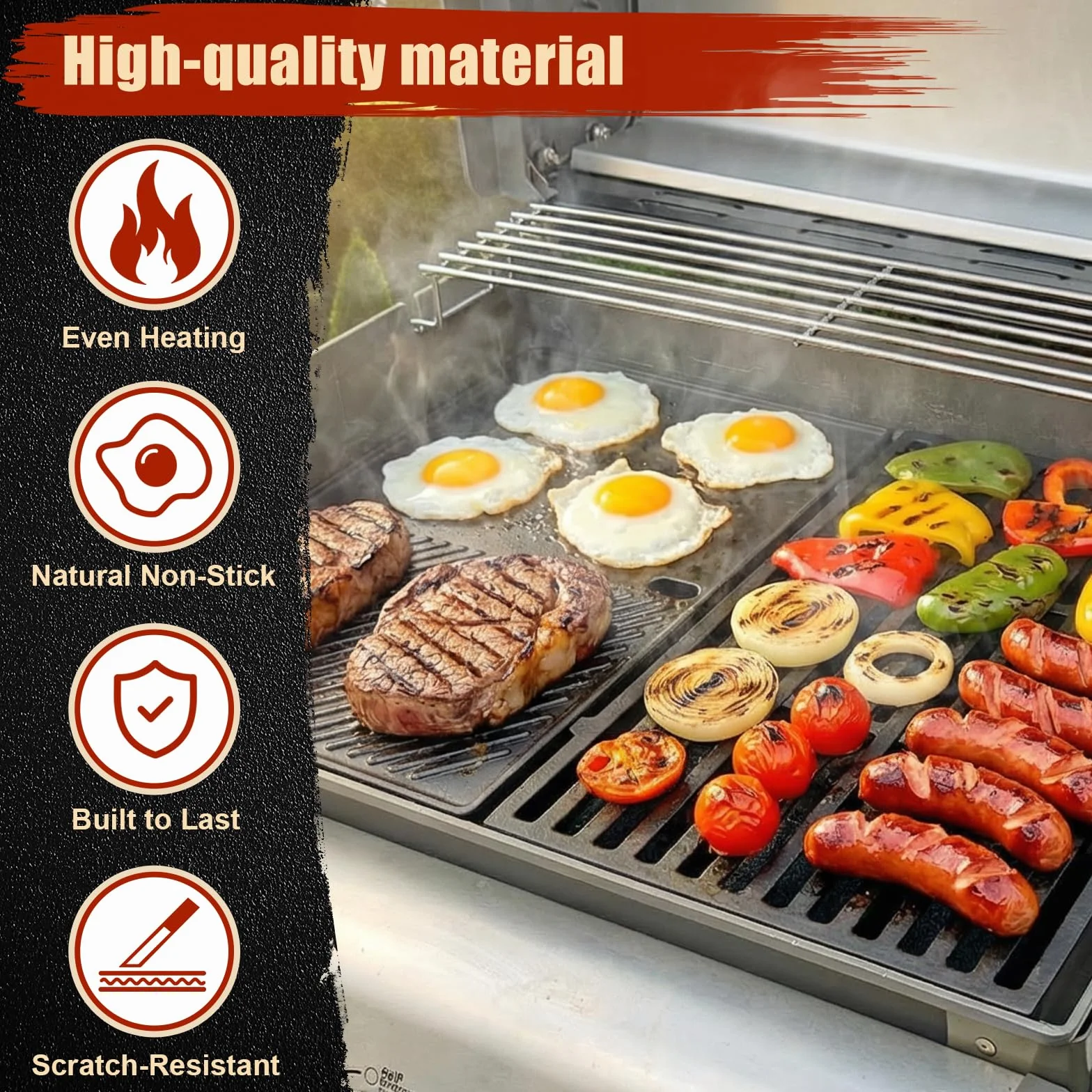 Denmay 7638 żeliwna płyta grillowa 44,5 x 30 cm do Weber I & II Spirit E/S 310, 320, 330, Spirit E-310 Classic, 700, Genesis Silver