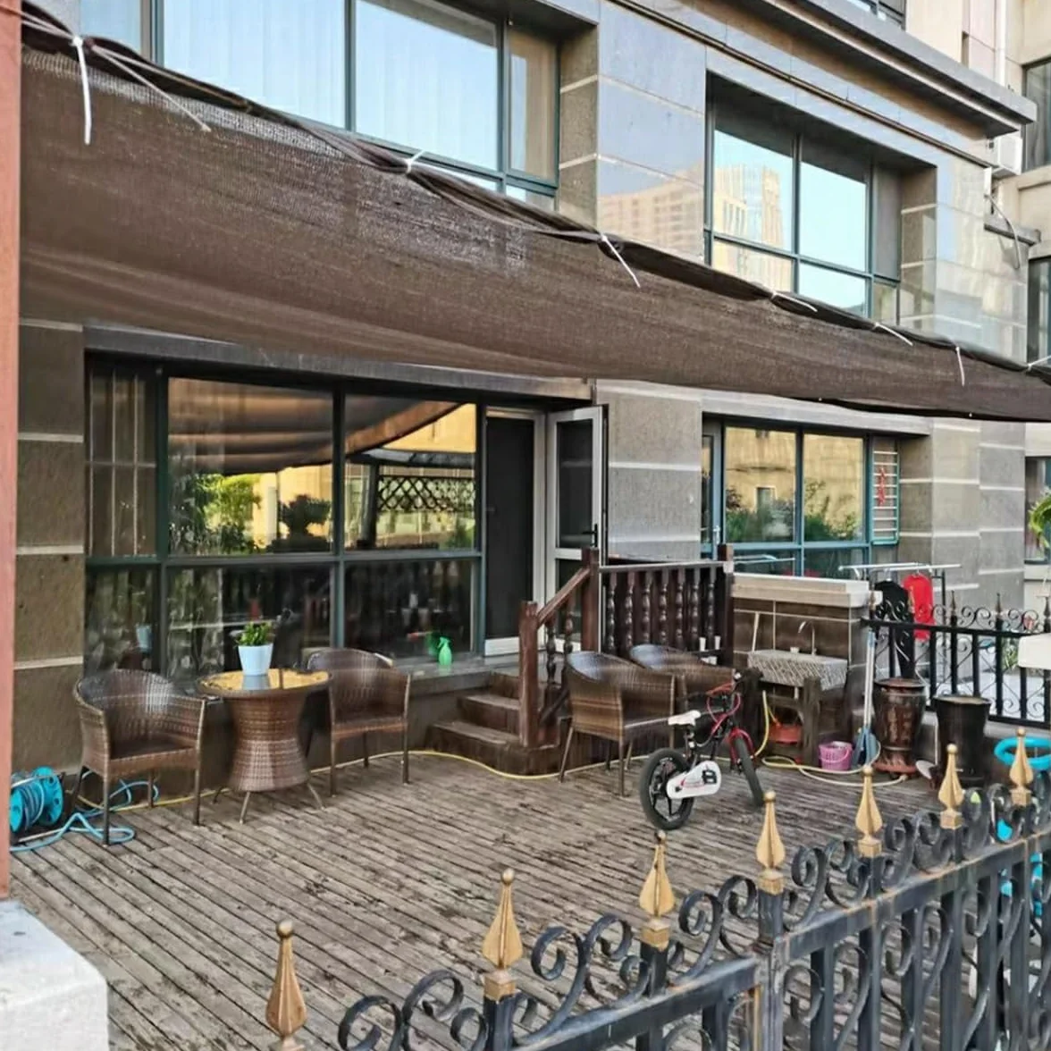Tkanina Przeciwsłoneczna Przepuszczająca Wodę 90% Siatka Osłona Przeciwsłoneczna Do Patio Ogrodowa Pergola Markiza (3x4 m)