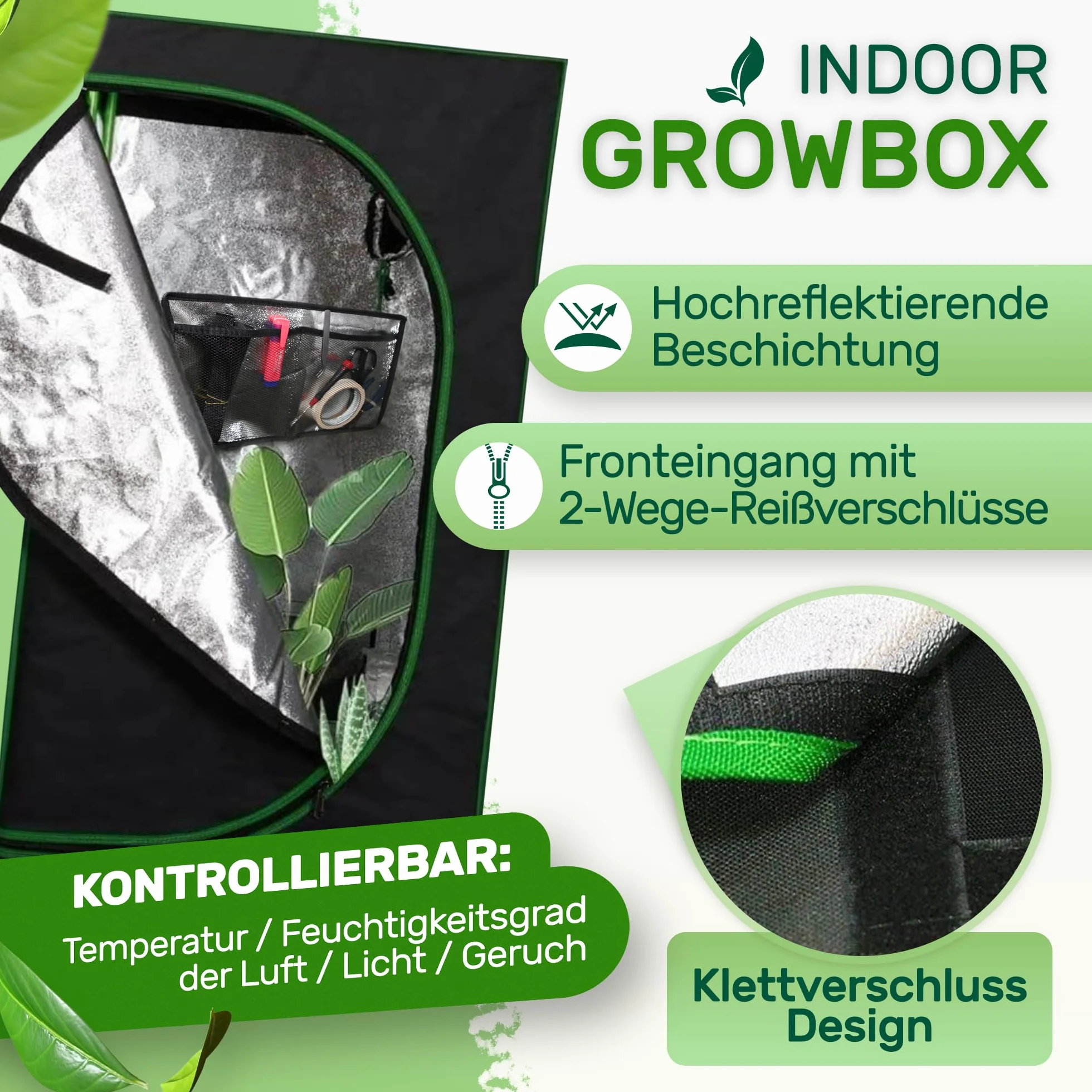 Melko Growbox Namiot do uprawy roślin 60x60x120 cm Oxford 600D światłoszczelna wodoszczelna