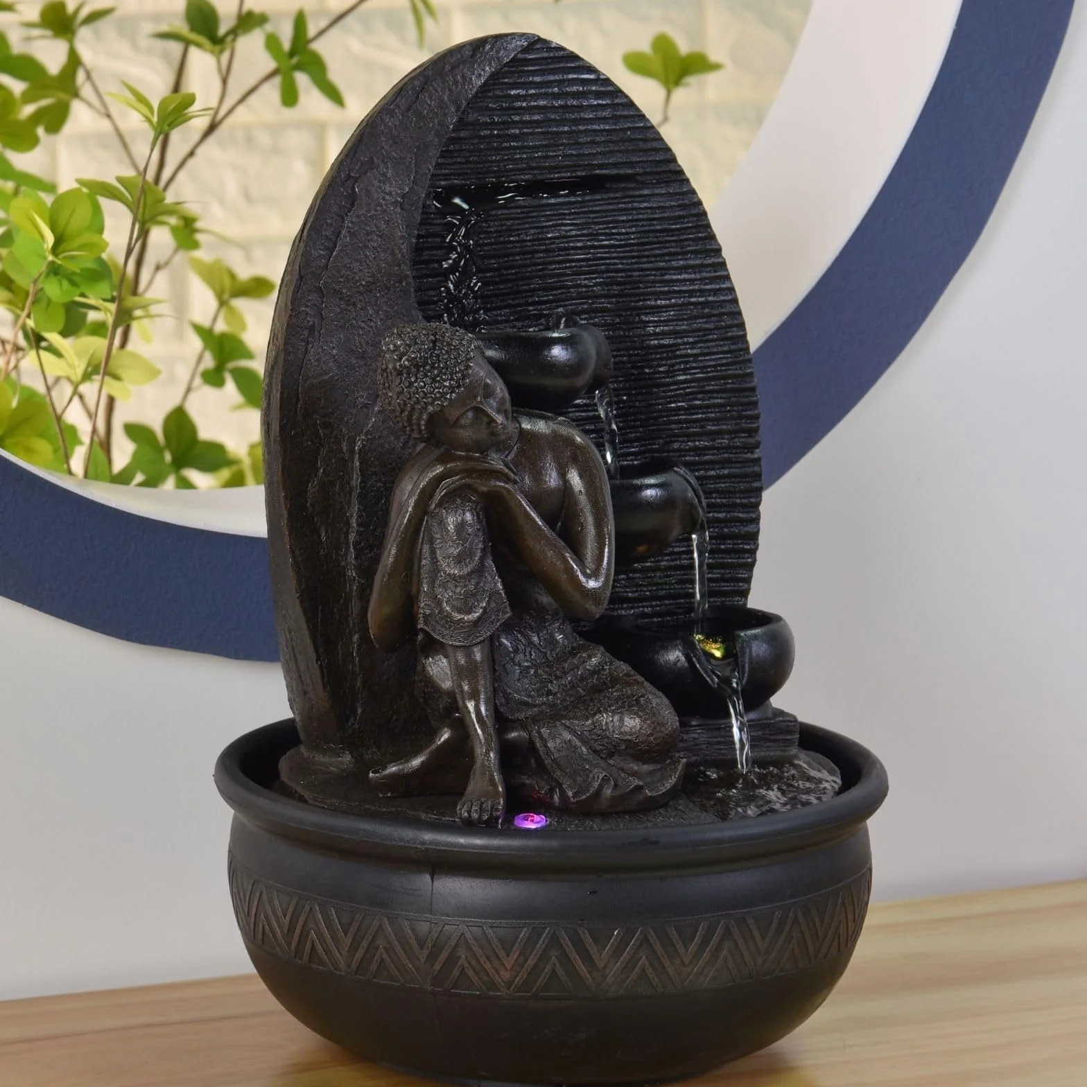 Zen'Light Bouddha Grace Fontanna, Żywica, Brązowy, 26 x 26 x 40 cm