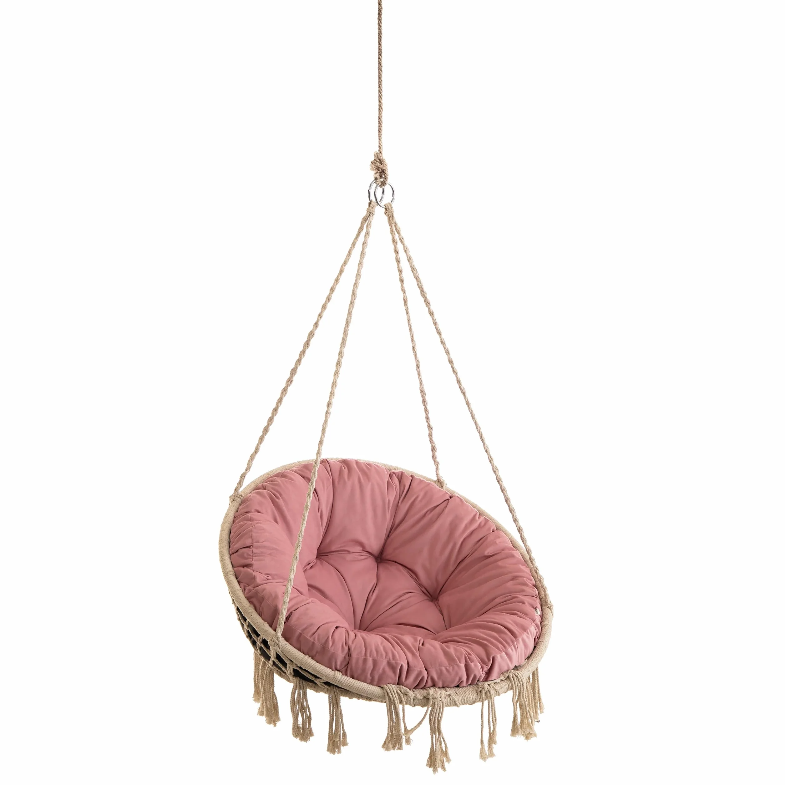 PillowPrim Aksamitna poduszka na fotel wiszący, fotel huśtawkowy, zmywalny, okrągły, różowy, 92 cm