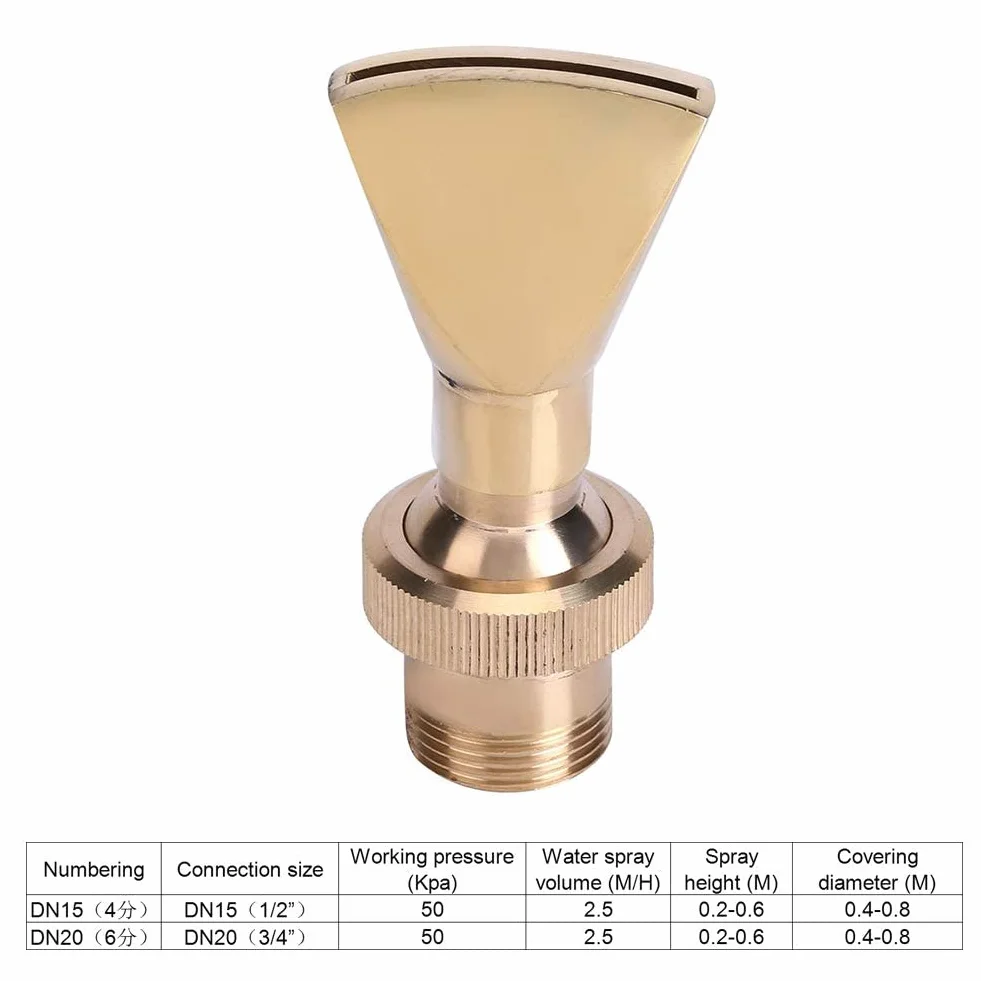 Dysza do Fontanny Wodnej z Mosiądzu, 1/2" DN15 3/4" DN20, Zraszacz Ogrodowy, Narzędzie do Nawadniania, Regulator Strumienia Wody