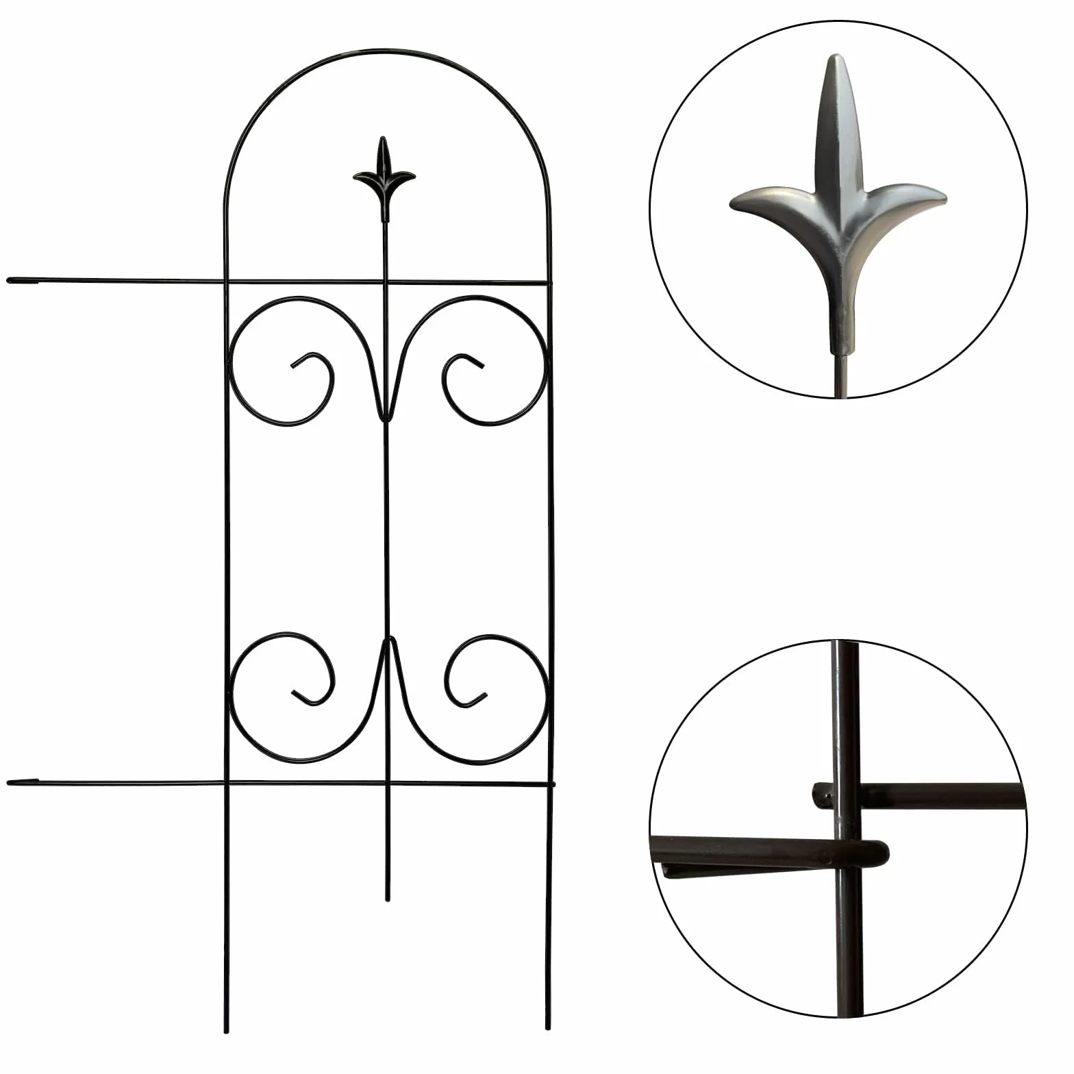 Thealyn Metalowe ogrodzenie ogrodowe 82 cm wys. x 6,1 m szer. nierdzewne panele ogrodzeniowe z kutego żelaza na rabatę kwiatową, drzewa, barierę dla zwierząt