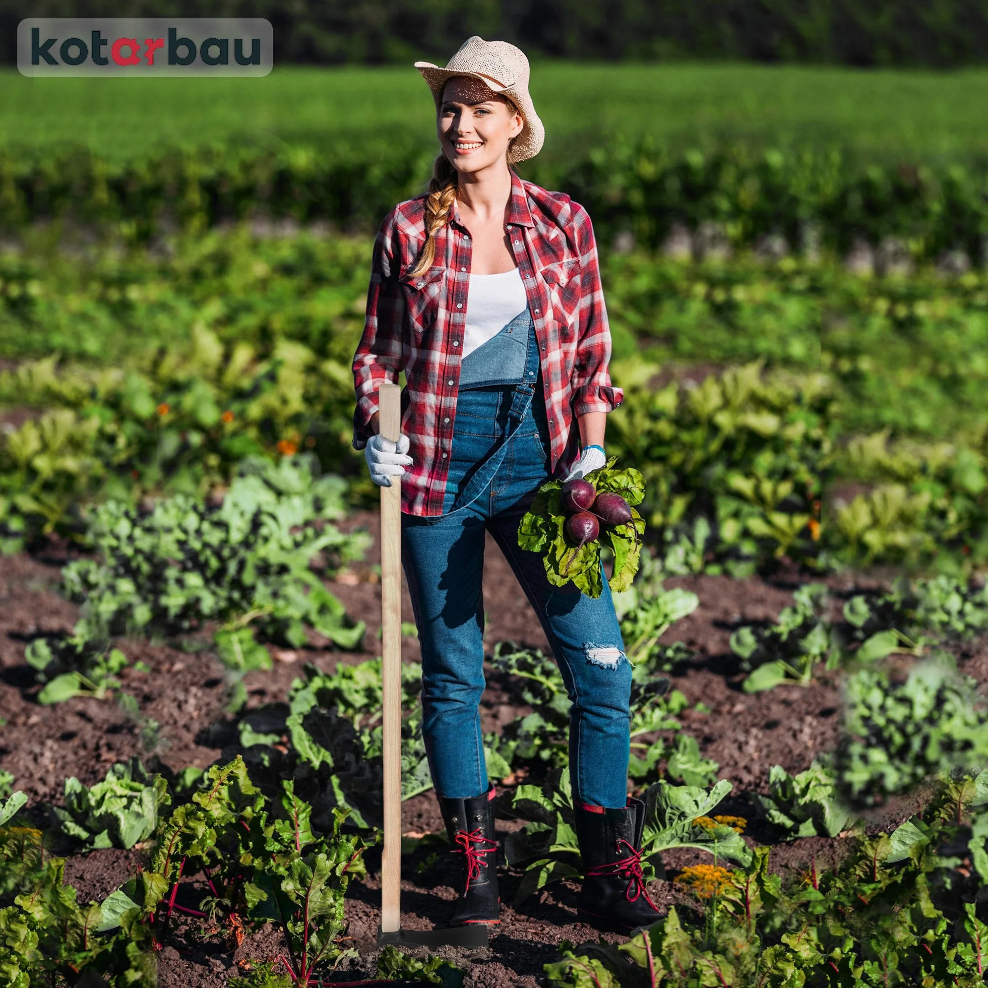 KOTARBAU® Motyka ogrodowa 23 cm z trzonkiem 120 cm drewniana do chwastów