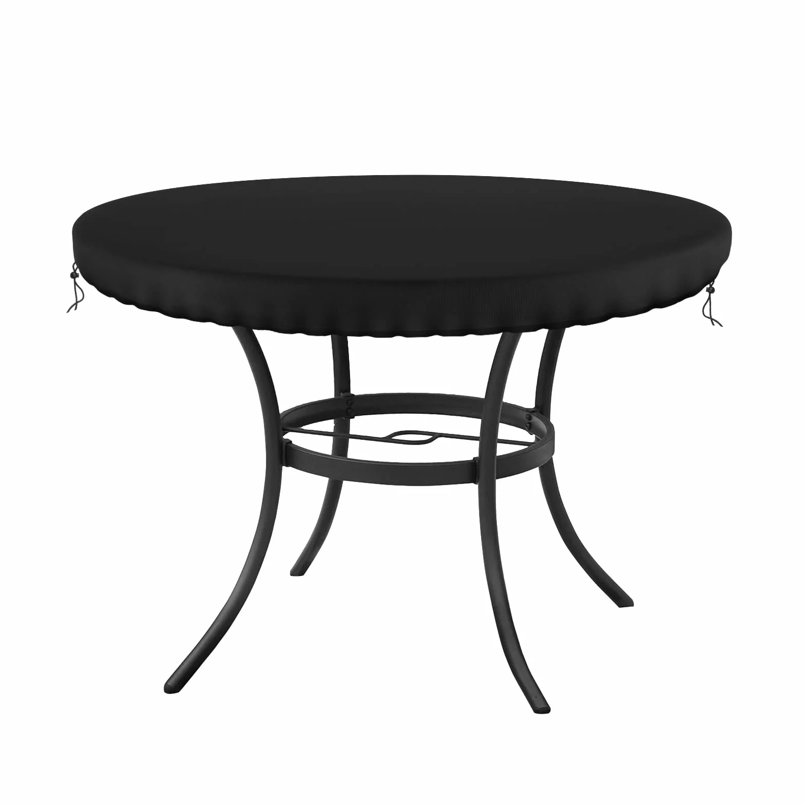 Pokrowiec na stół ogrodowy, okrągły, wodoodporny, na zewnątrz patio, pokrowiec na blat stołu 420D, tkanina Oxford, ochrona przed wiatrem, 94 cm, czarny