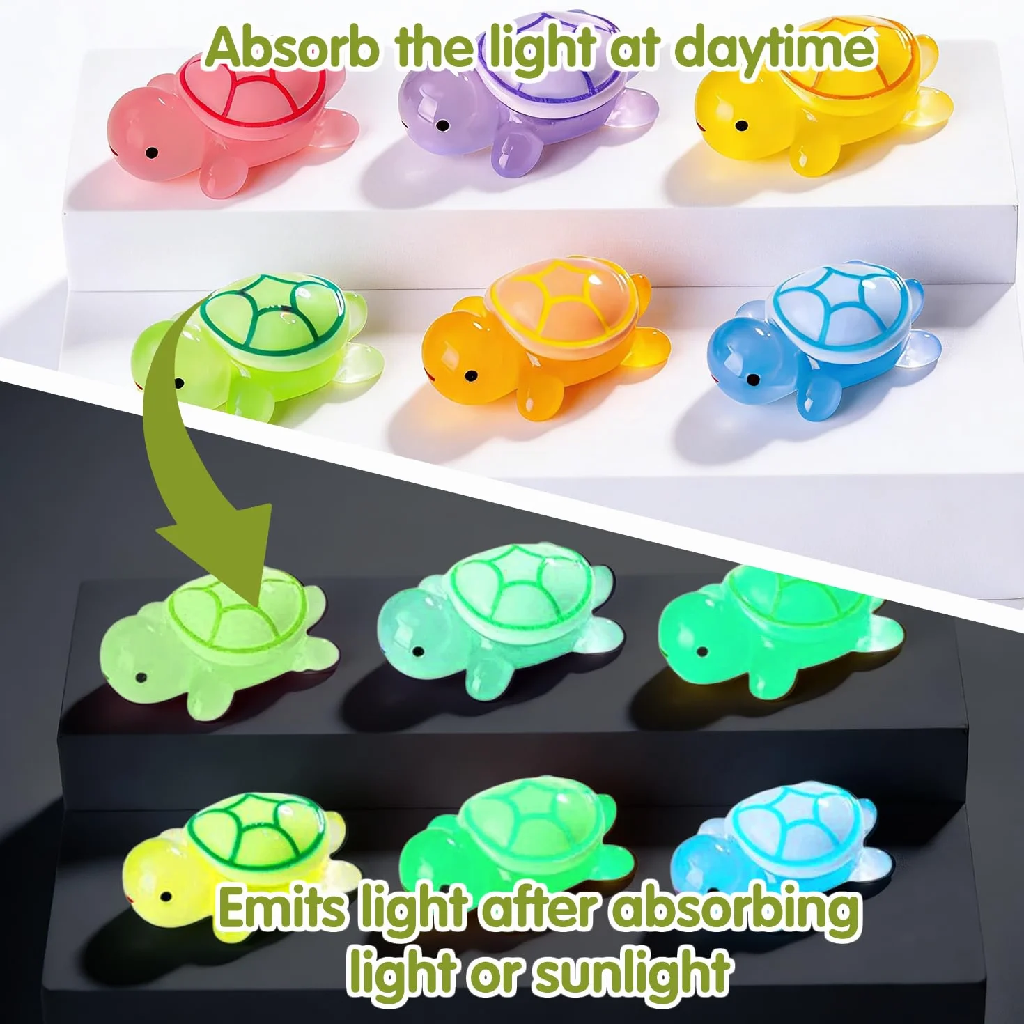 Mini świecące żółwie z żywicy 3,2 cm, figurki do ogrodu, akwarium, dekoracji DIY
