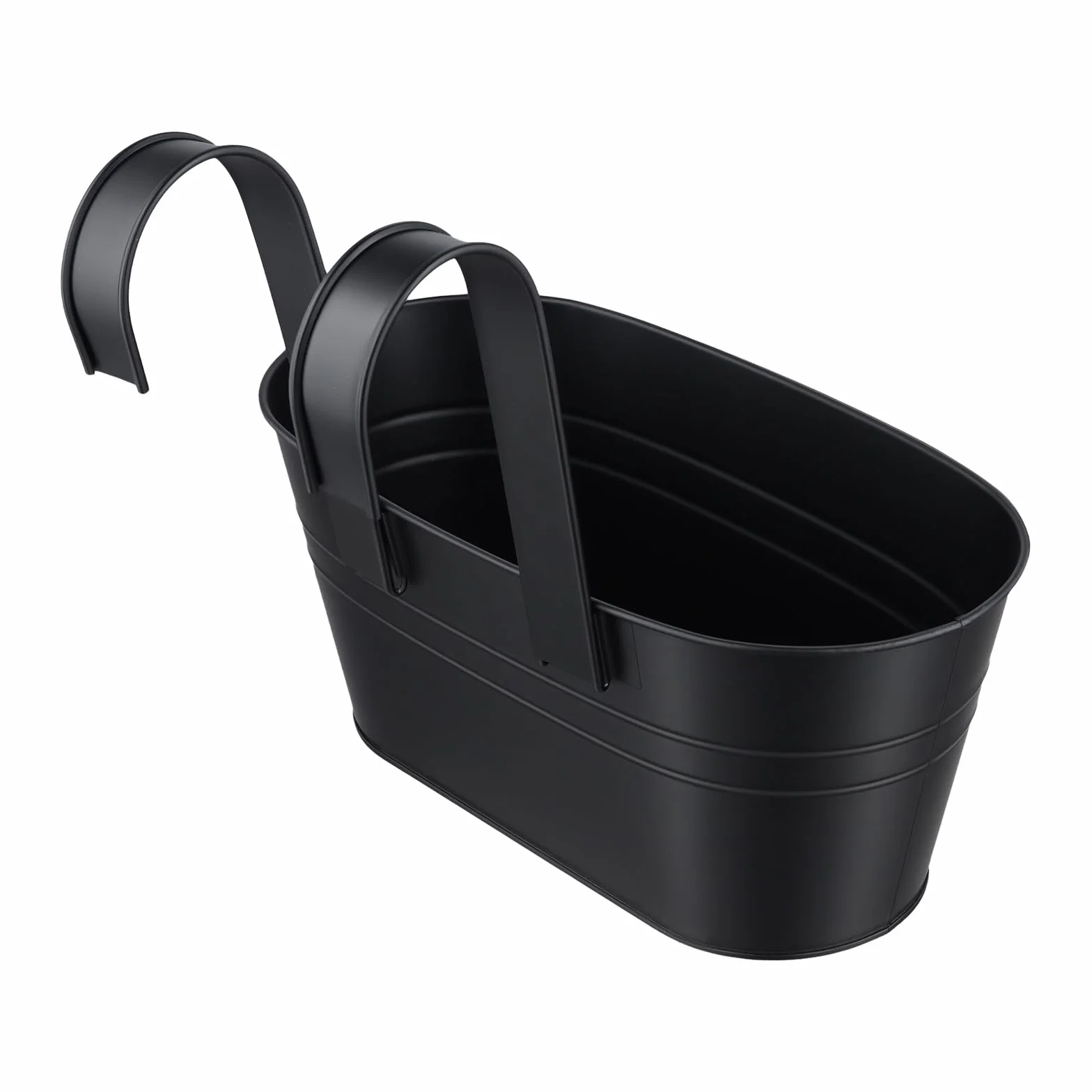 Wiszące doniczki metalowe czarne 27 x 14,5 x 12 cm z haczykiem