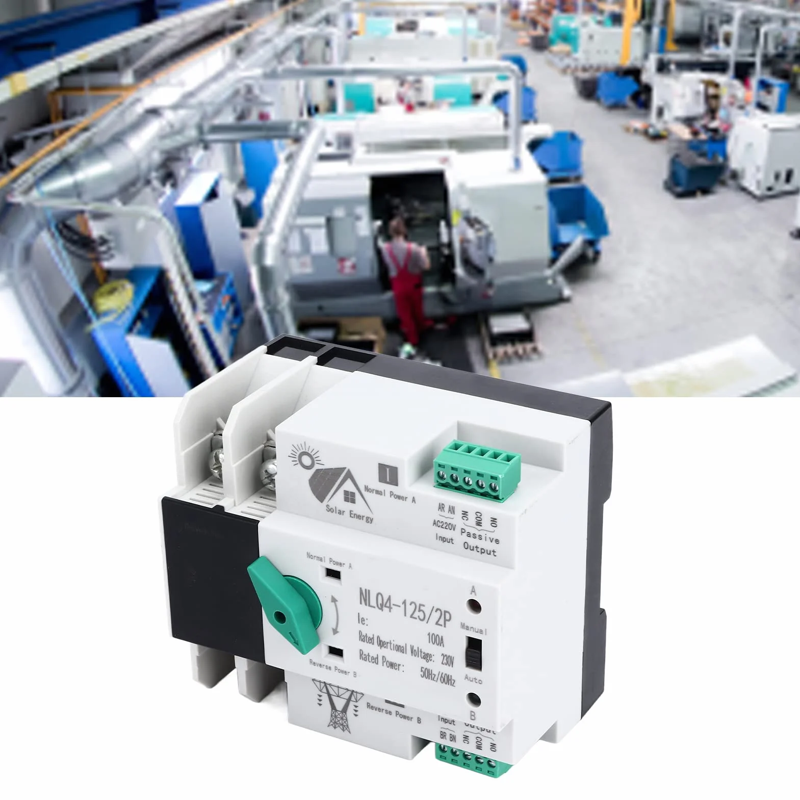 Dual Power automatyczny przełącznik transferowy 230 V 2P 100 A izolacja PC szyna DIN ATS wyłącznik prądu awaryjnego przełącznik sieciowy NLQ4-125/2P do fabryk, centrów handlowych