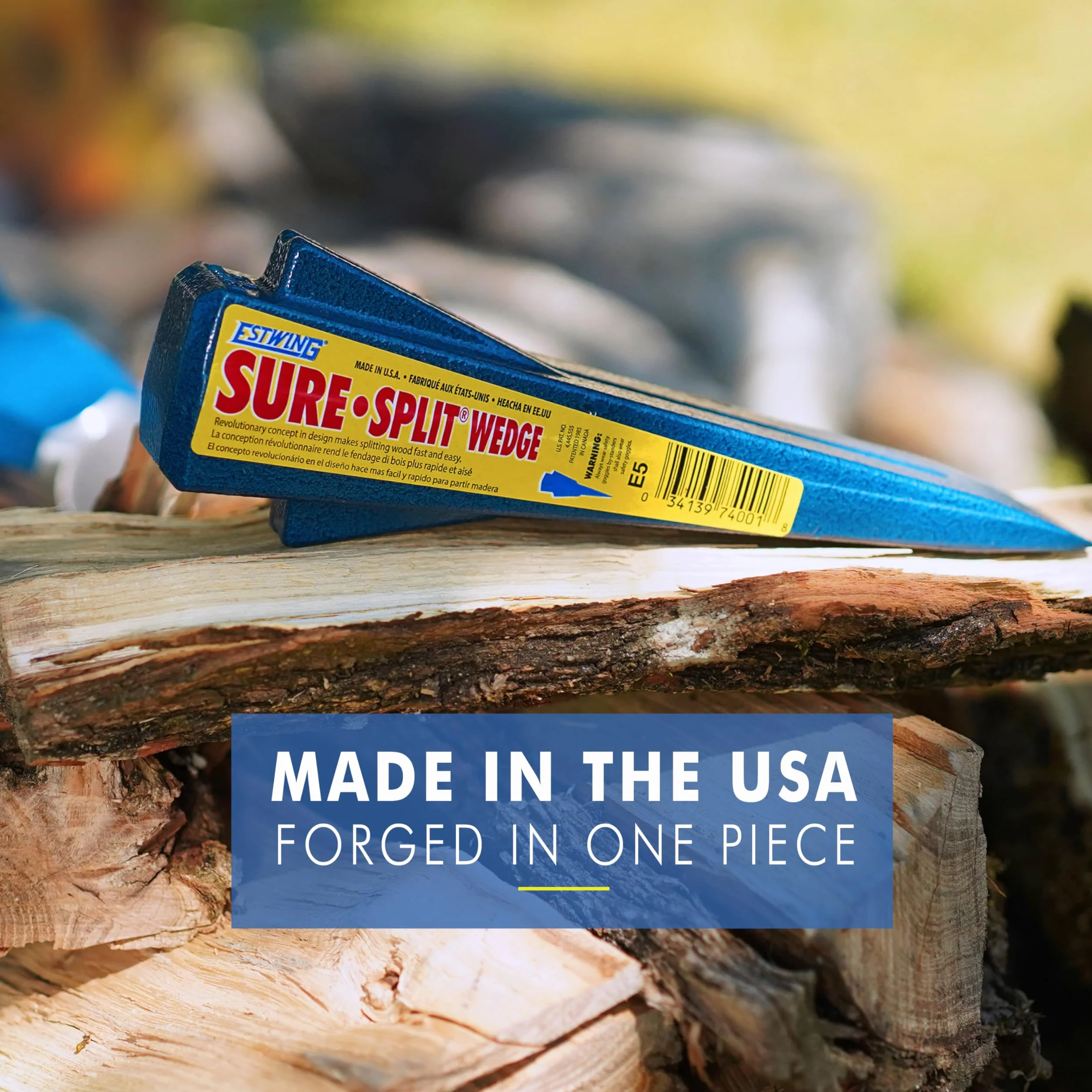ESTWING Sure Split Wedge - 5-Pound Wood Splitting Tool with Forged Steel Construction & 1-7/8" Cutting Edge - E-5
