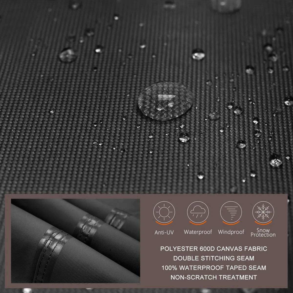 ULTCOVER Wodoodporny kwadratowy pokrowiec na wannę z hydromasażem 600D na zewnątrz pokrowce SPA 215 x 215 cm, czarny