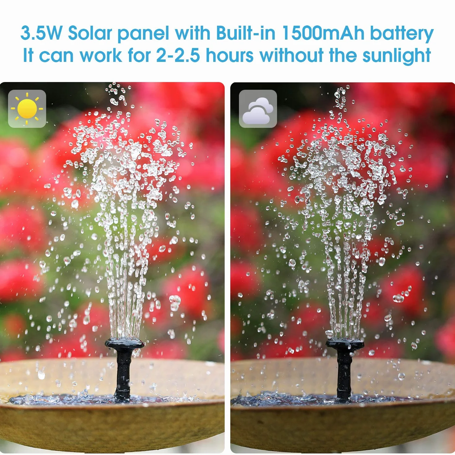 AISITIN Solar Fountain 3.5W Floating Garden Pond Bird Bath Fish Tank Decor z 6 Dysza