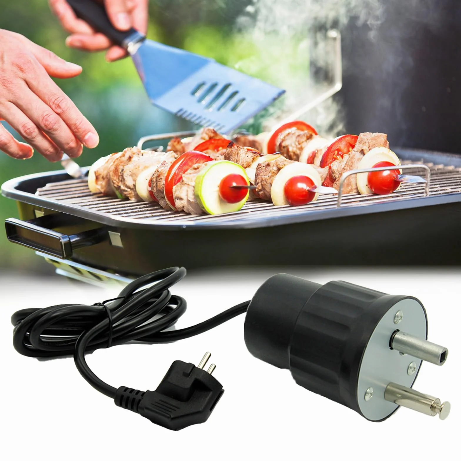 GAESHOW Silnik do grilla FD801B ABS Barbecue Rotator, grill elektryczny, maszyna do grilla, akcesoria do użytku na zewnątrz, wtyczka UE, 250 V, kolor czarny