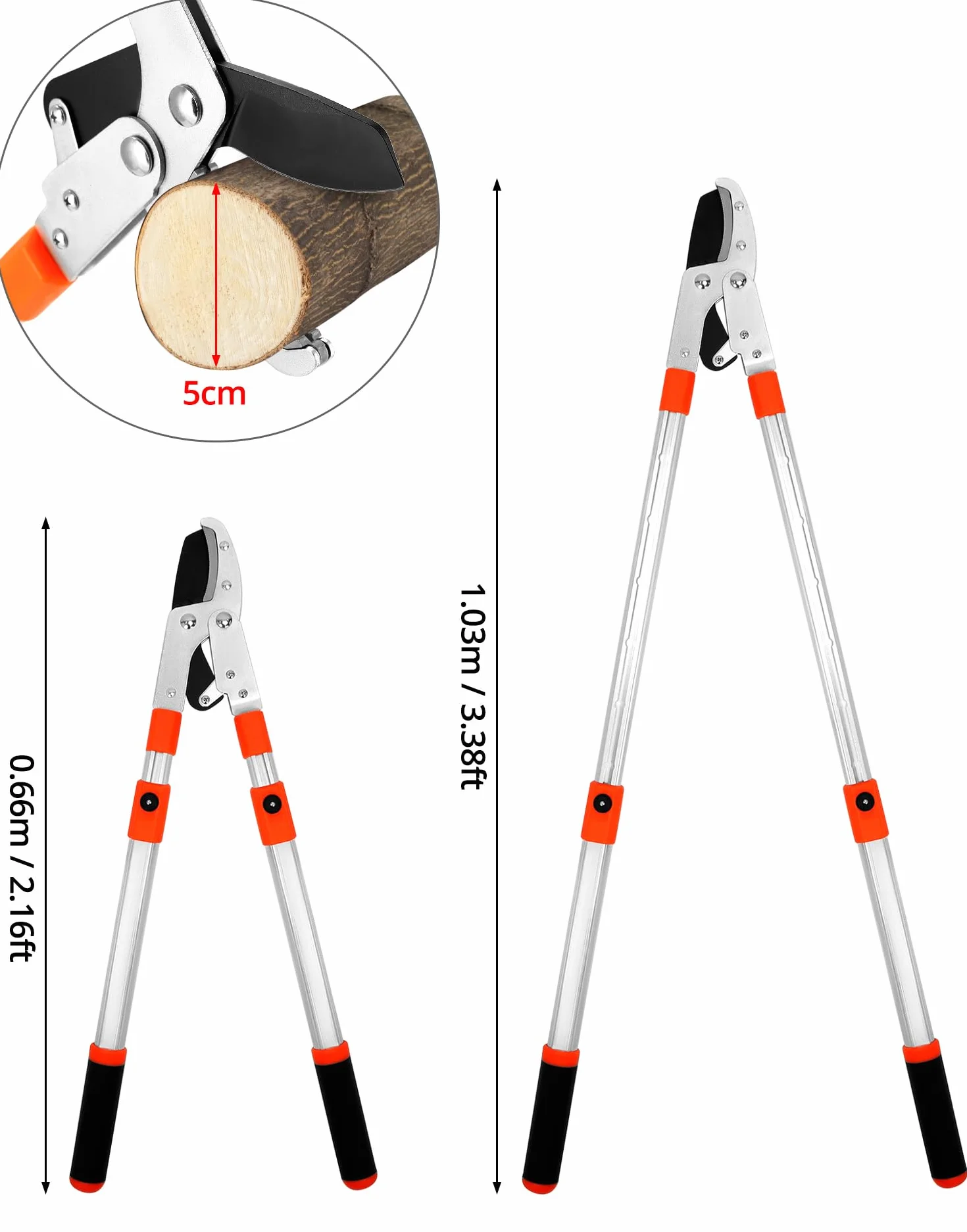 QWORK Teleskopowe nożyce do przycinania 66-103CM stal stopowa SK5