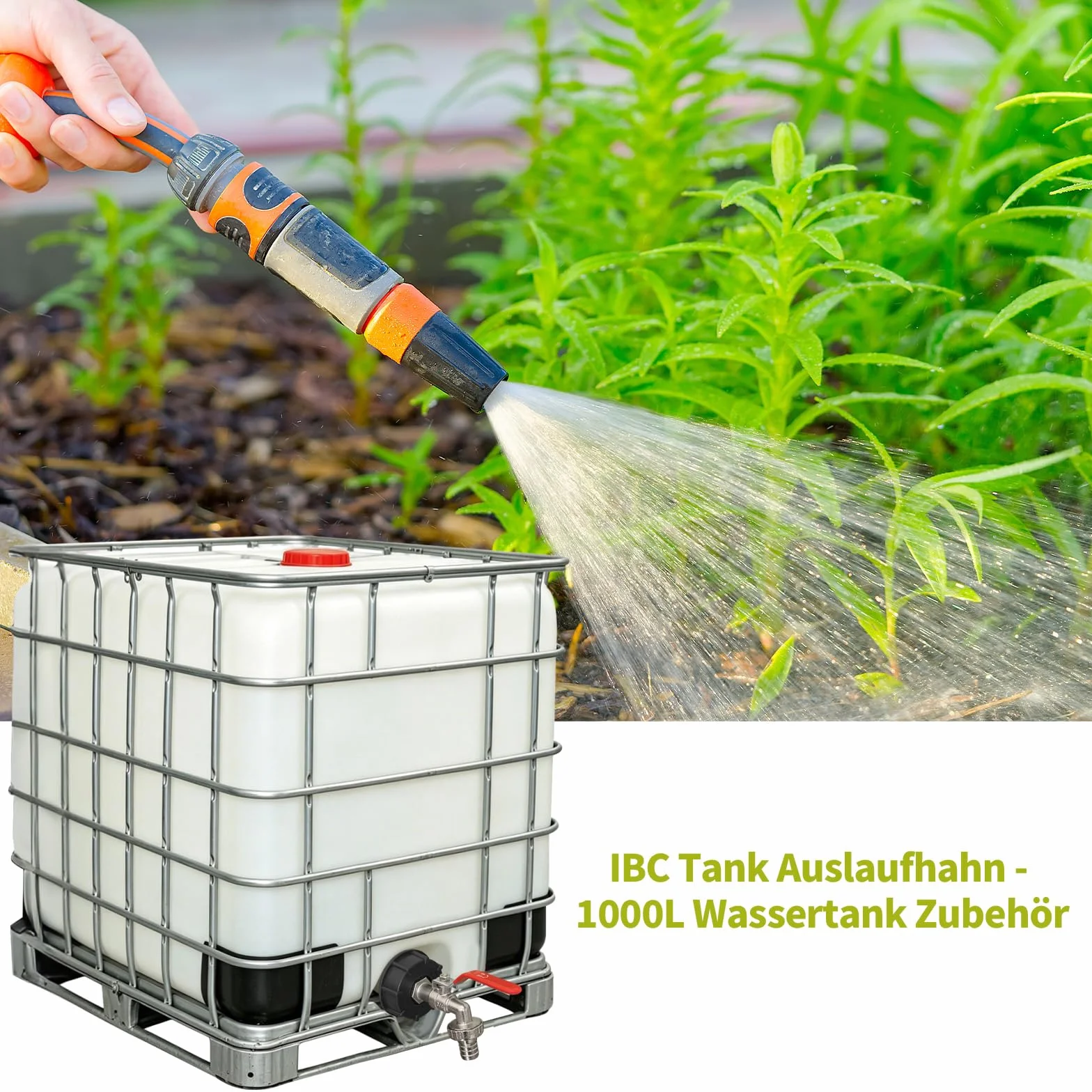 IBC kran odpływowy z przyłączem 3/4 cala, adapter IBC S60 x 6, zbiornik na wodę IBC, akcesoria do zbiornika na wodę 1000 l, kran, kran ogrodowy 3/4 cala