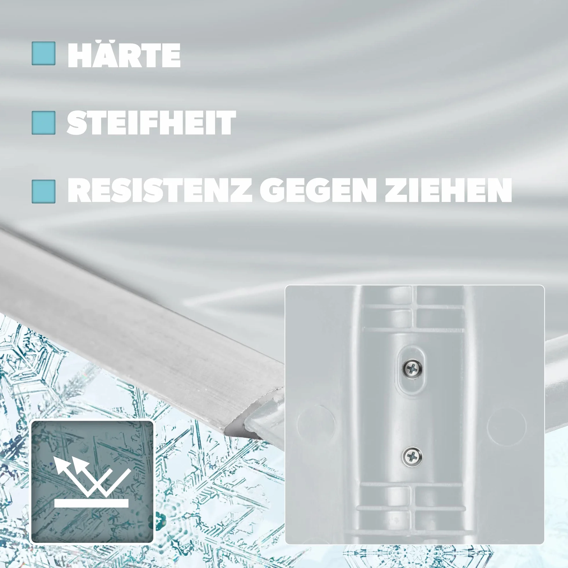 KADAX Łopata do śniegu 49 cm szerokości szufla bez trzonka z tworzywa sztucznego srebrna aluminiową krawędzią