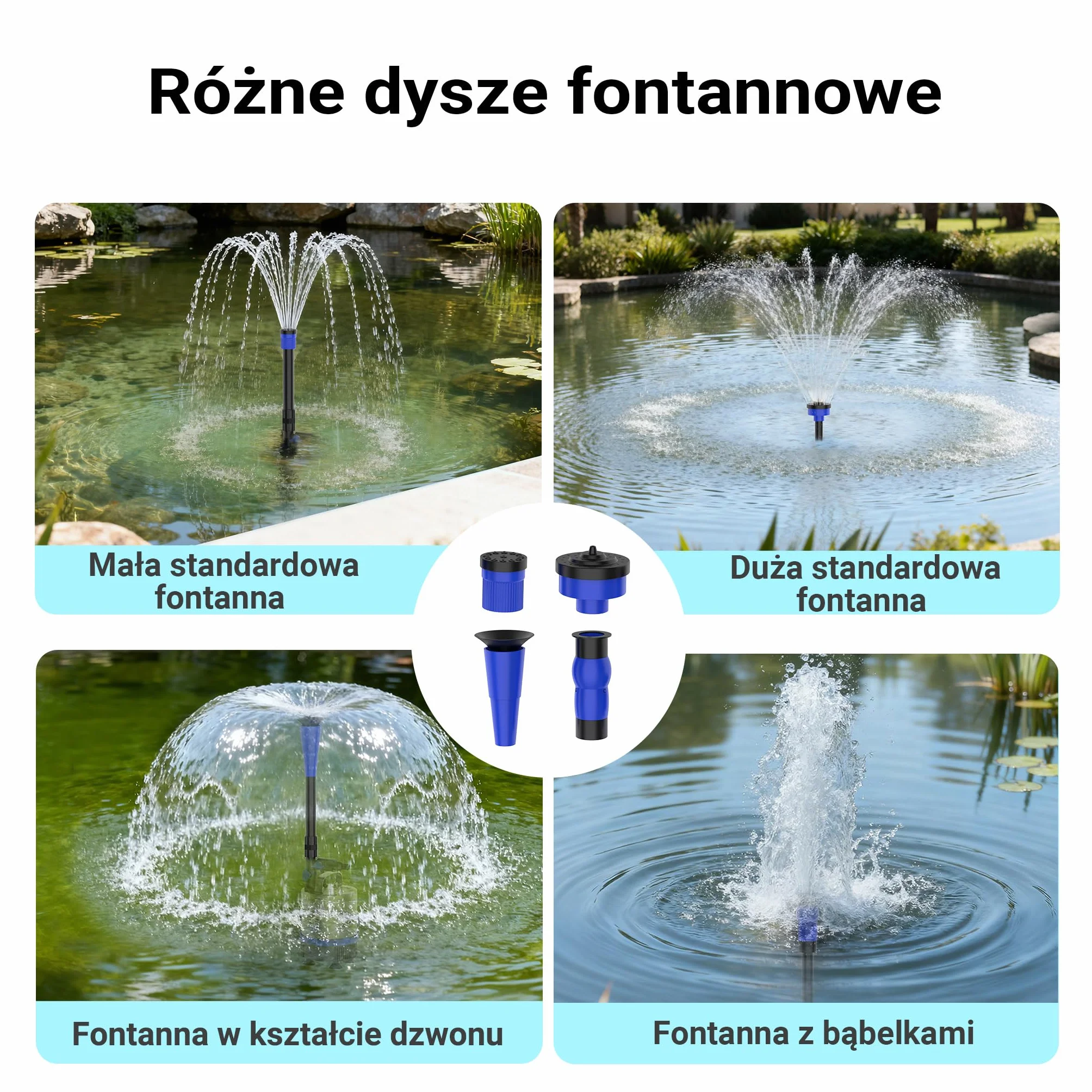 Wiltec pompa fontannowa ze stali nierdzewnej 50 W 1750 l/h 1,6 m 3 nasadki