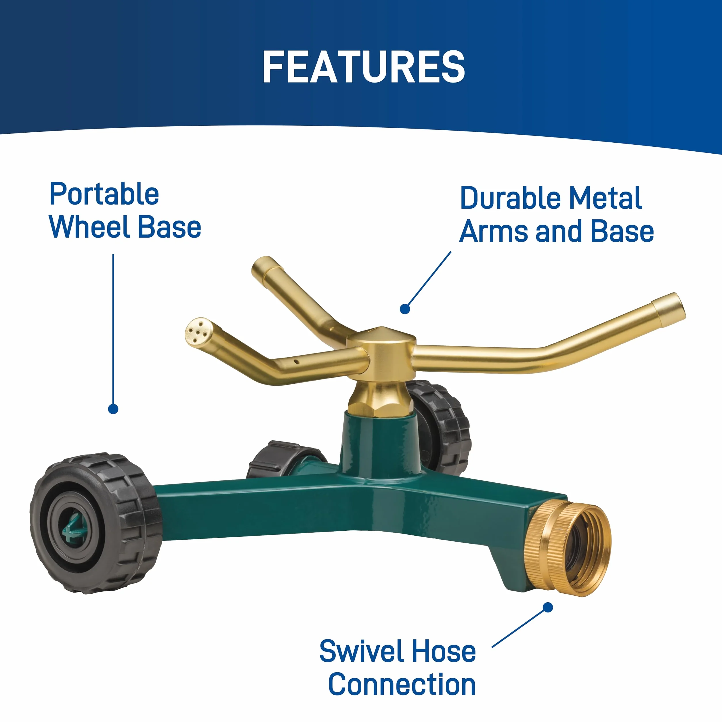 Orbit 58257N Metal 3-Arm Sprinkler with Wheeled Base