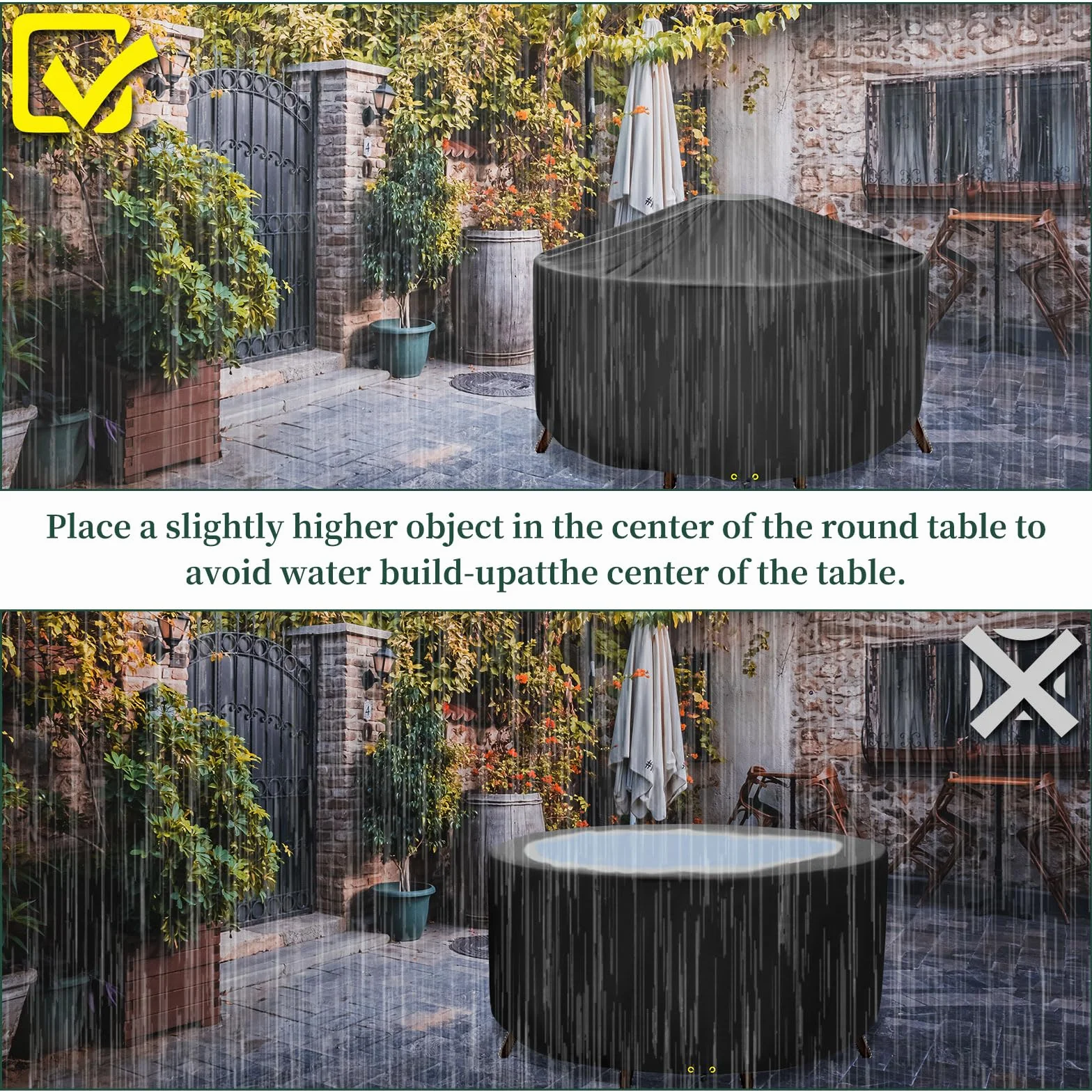 Zestaw mebli ogrodowych - wodoodporny, duży okrągły obrus, 420D Oxford Outdoor Patio Set Cover, wiatroszczelny, anty-UV, Ø 230 x 90 cm