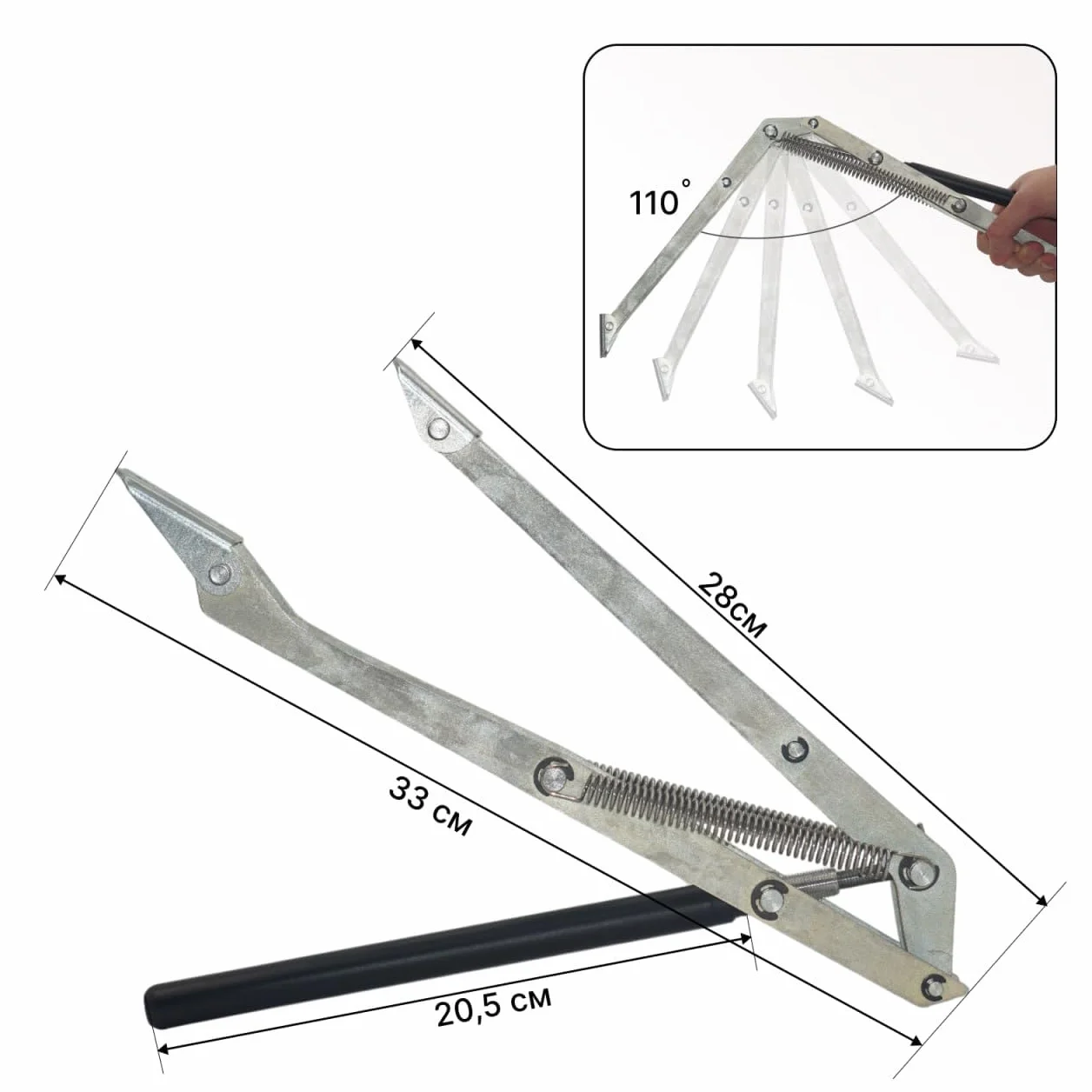 Automatyczny Otwieracz Okien do Szklarni Easy-Clip, Podwójna Sprężyna, Stal Ocynkowana, Udźwig 14 kg