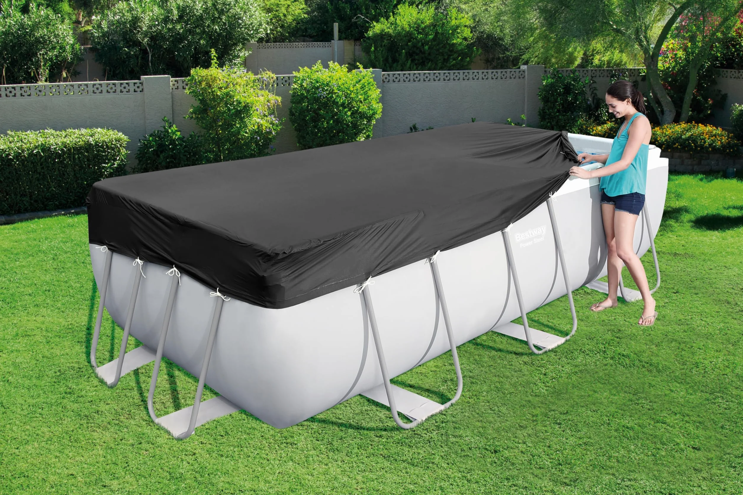 Bestway Plandeka okryciowa z PCW 396 x 185 cm, czarna, prostokątna