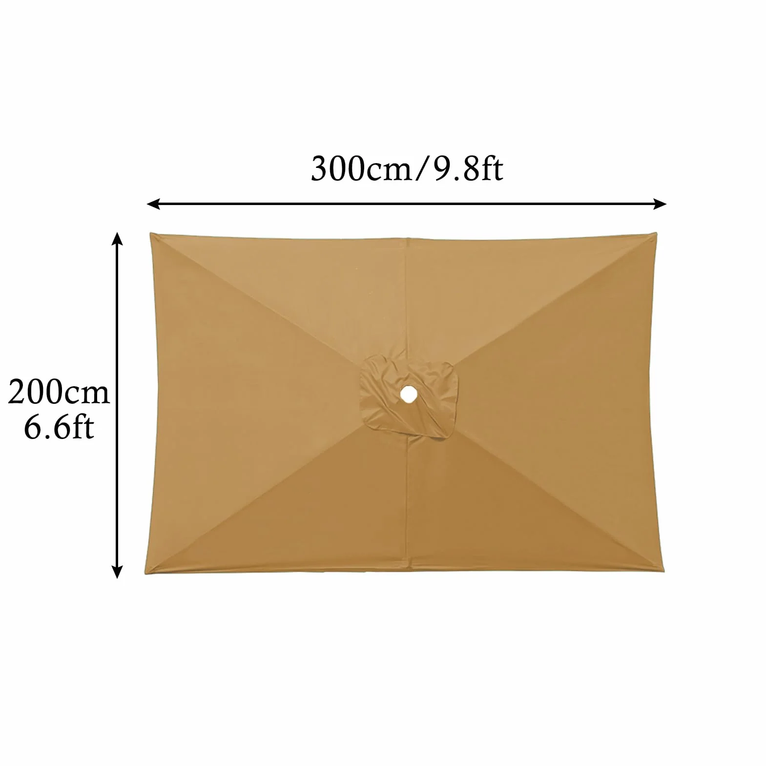 Zapasowy baldachim do parasola 3x2 m, 6 ramion, UV30+, prostokątny, khaki