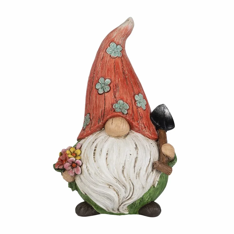 Dekoracyjna figurka krasnala z łopatą 21 cm krasnal ogrodowy
