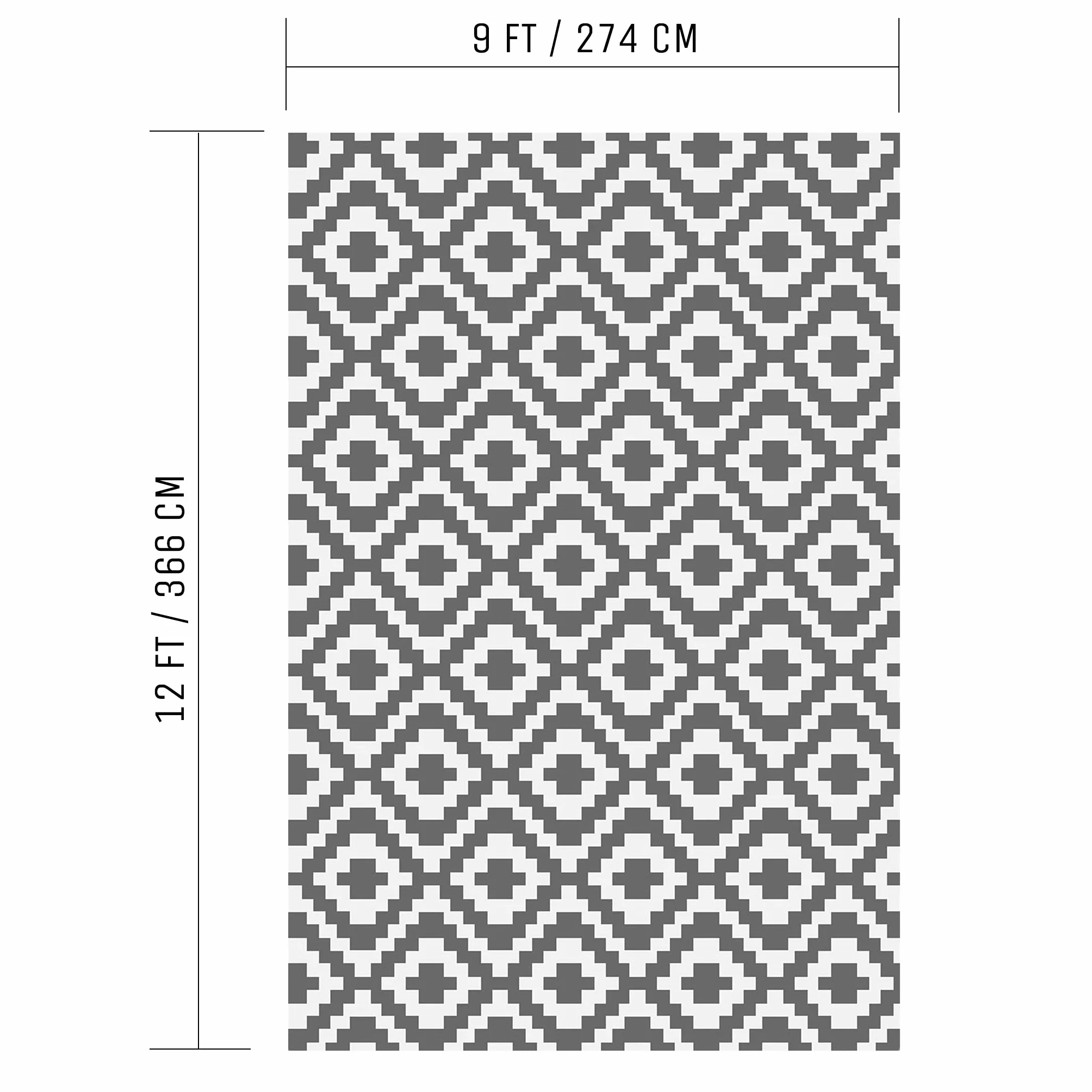 Valiant FIR564 Geometryczny dywan na patio i taras na zewnątrz – 3,6 m x 2,7 m, szary, szary